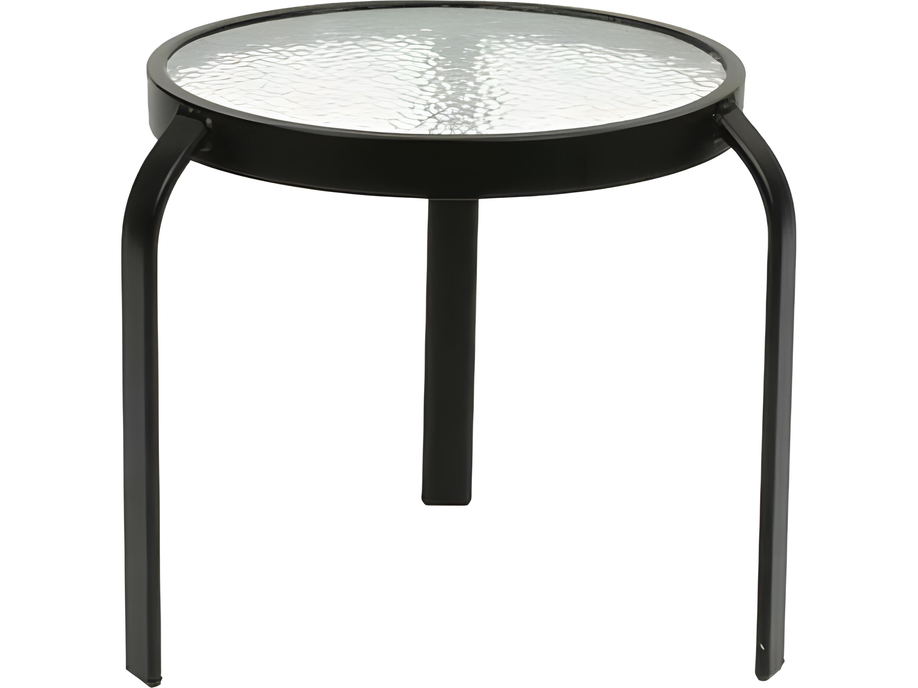 Suncoast Aluminum Round Glass Top Outdoor Patio End Table