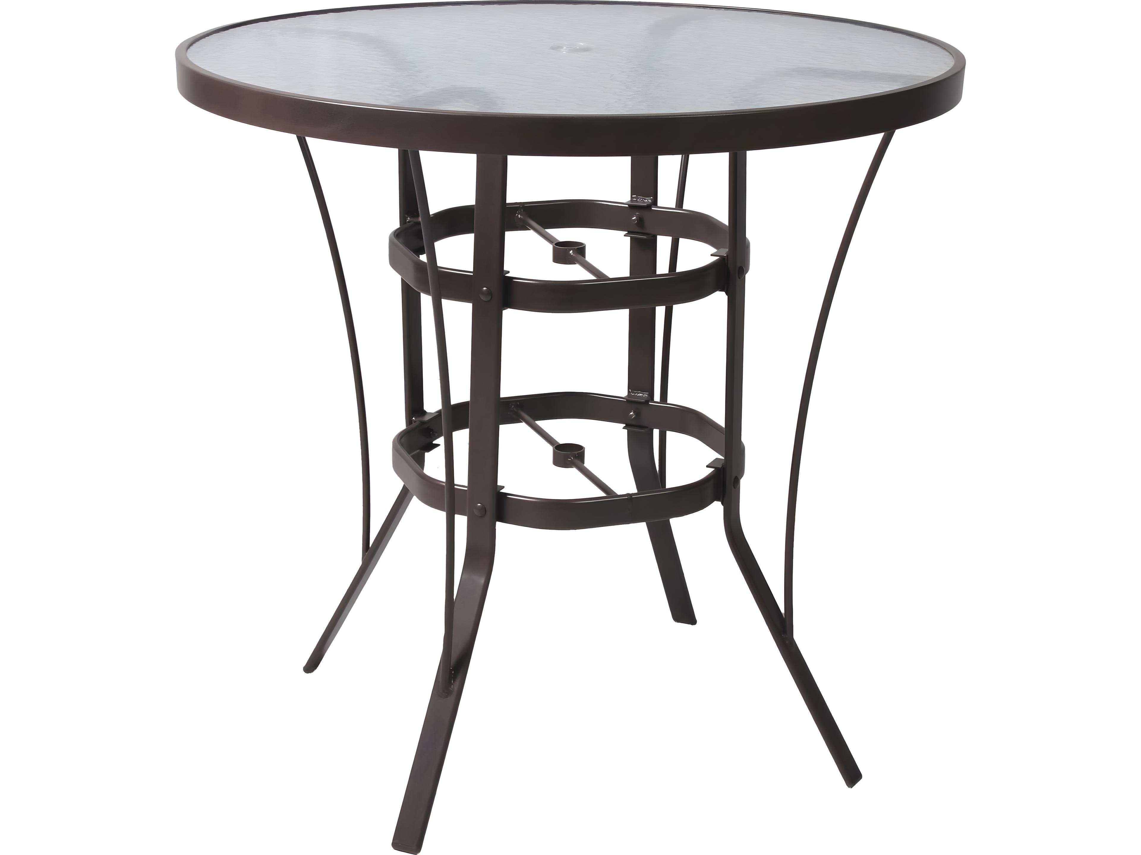 Suncoast Aluminum Round Glass Top Outdoor Bar Table