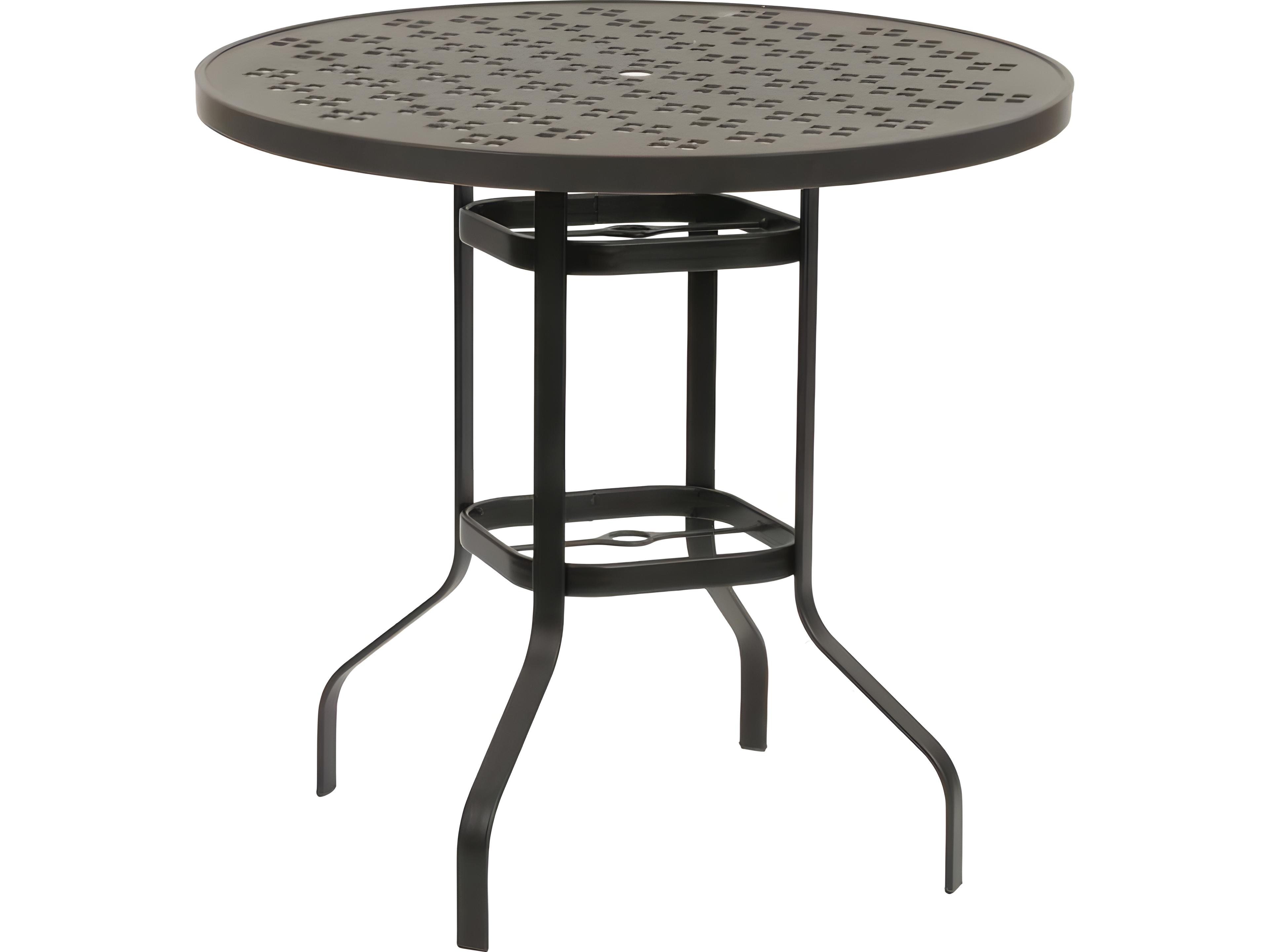 Suncoast Patterned Square Aluminum Round Patio Gathering Table