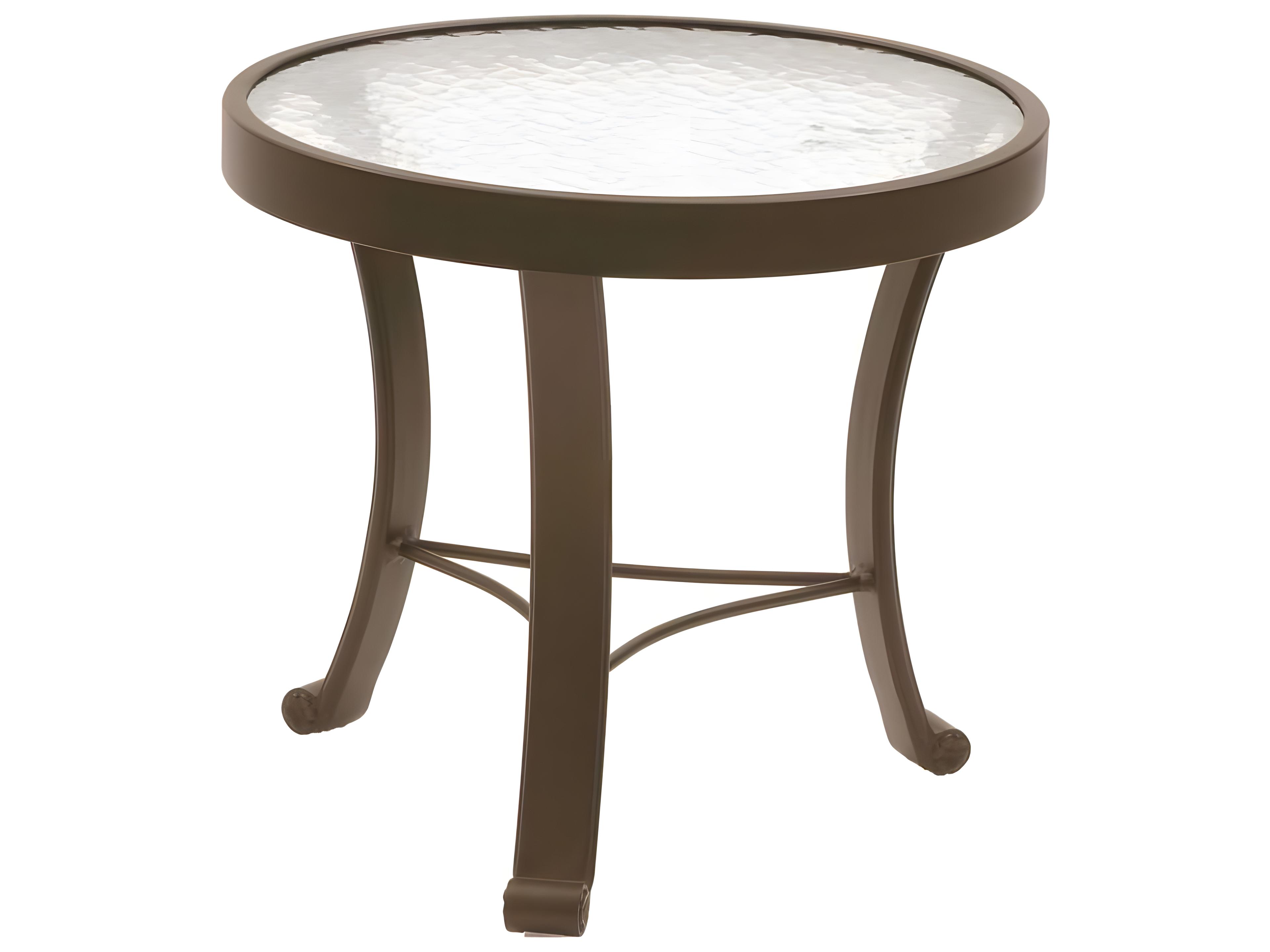 Suncoast Aluminum Round Glass Top Patio End Table