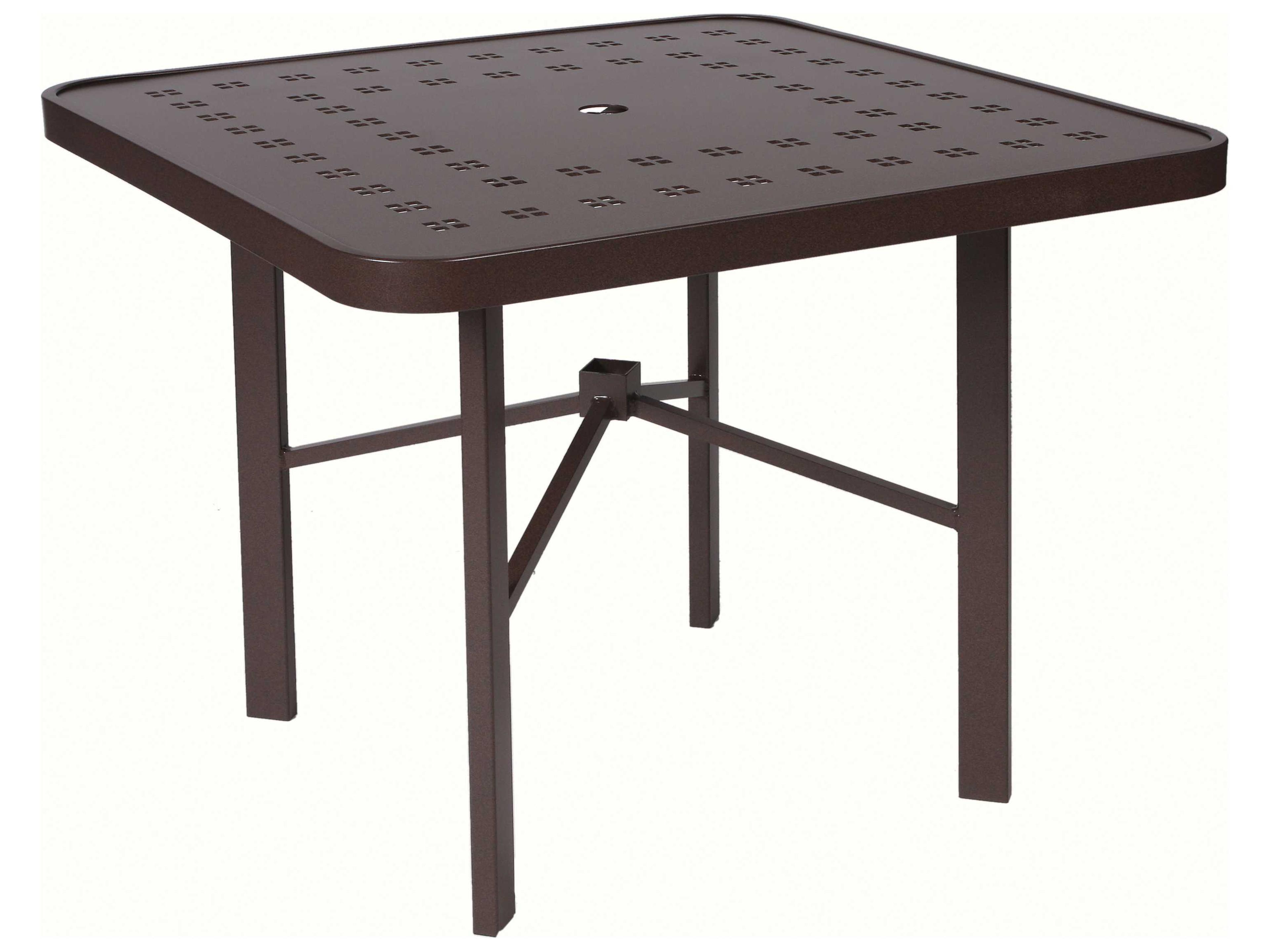 Suncoast Vectra Aluminum Square Natural Patio Dining Table with Umbrella Hole