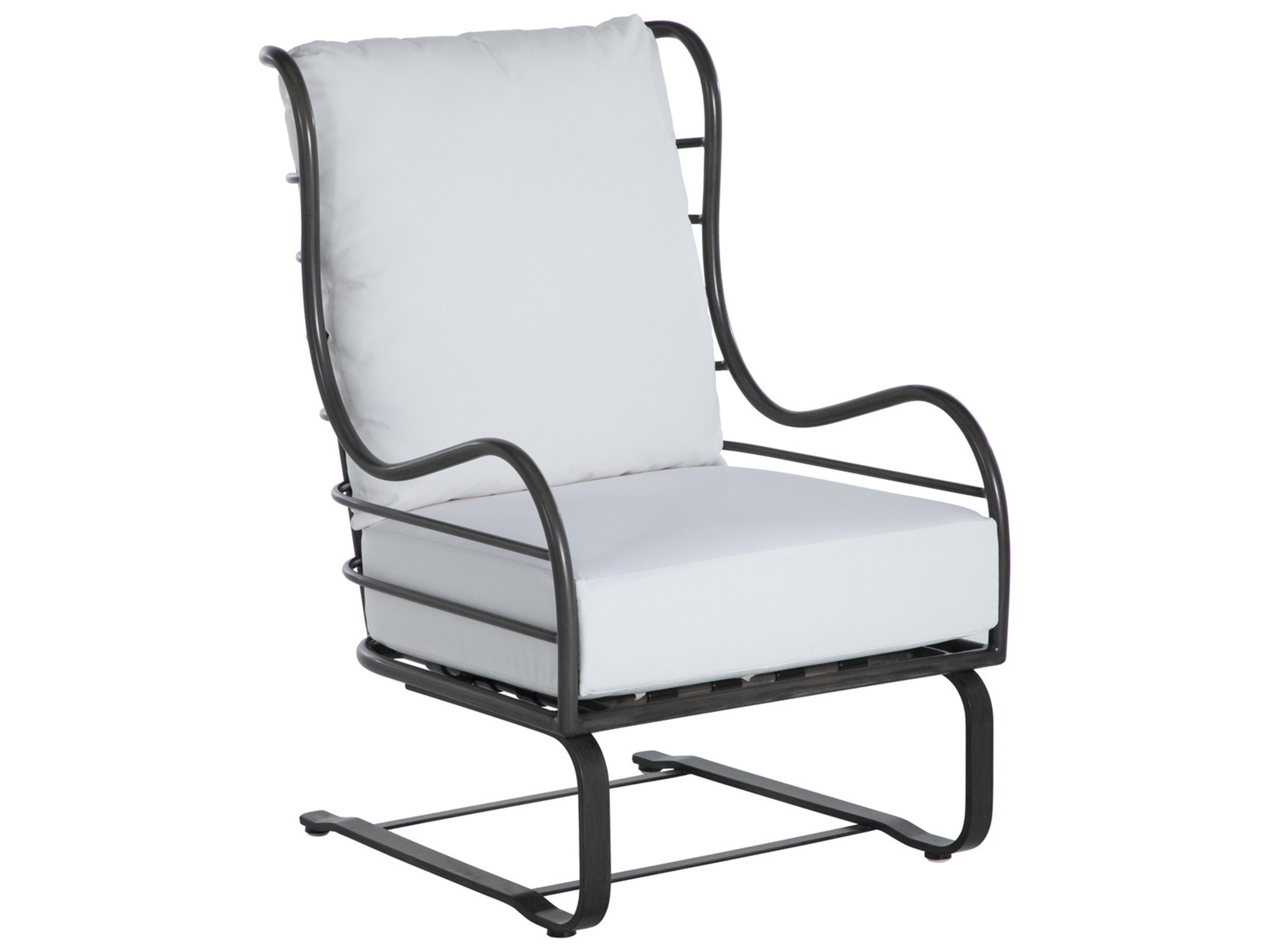 Summer Classics Carmel Wrought Aluminum Slate Gray Spring Outdoor Patio Lounge Chair