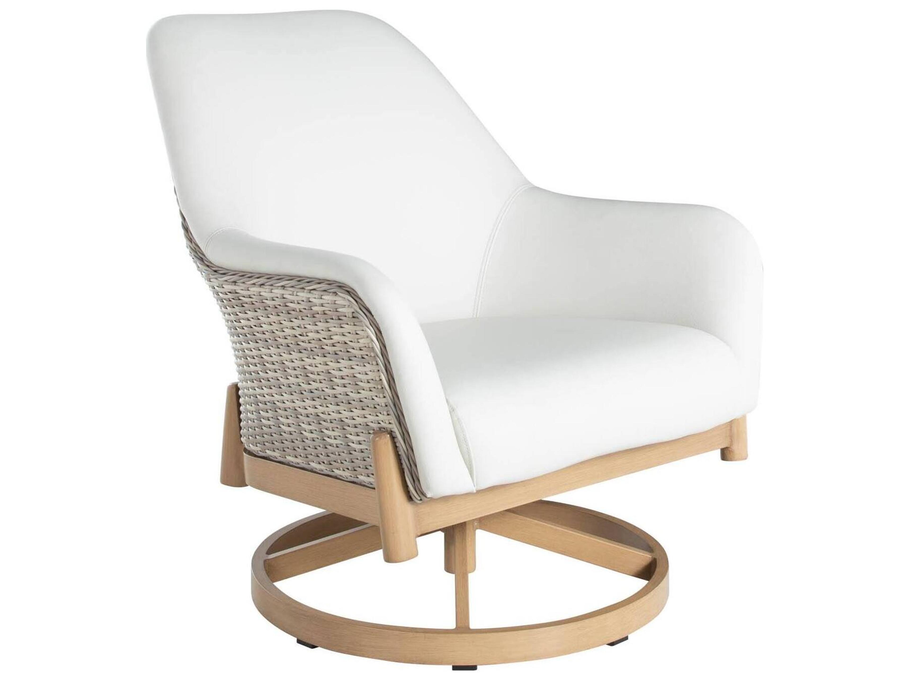 Summer Classics Palma N-Dura Resin Wicker Natural Swivel Patio Lounge Chair with Vinyl