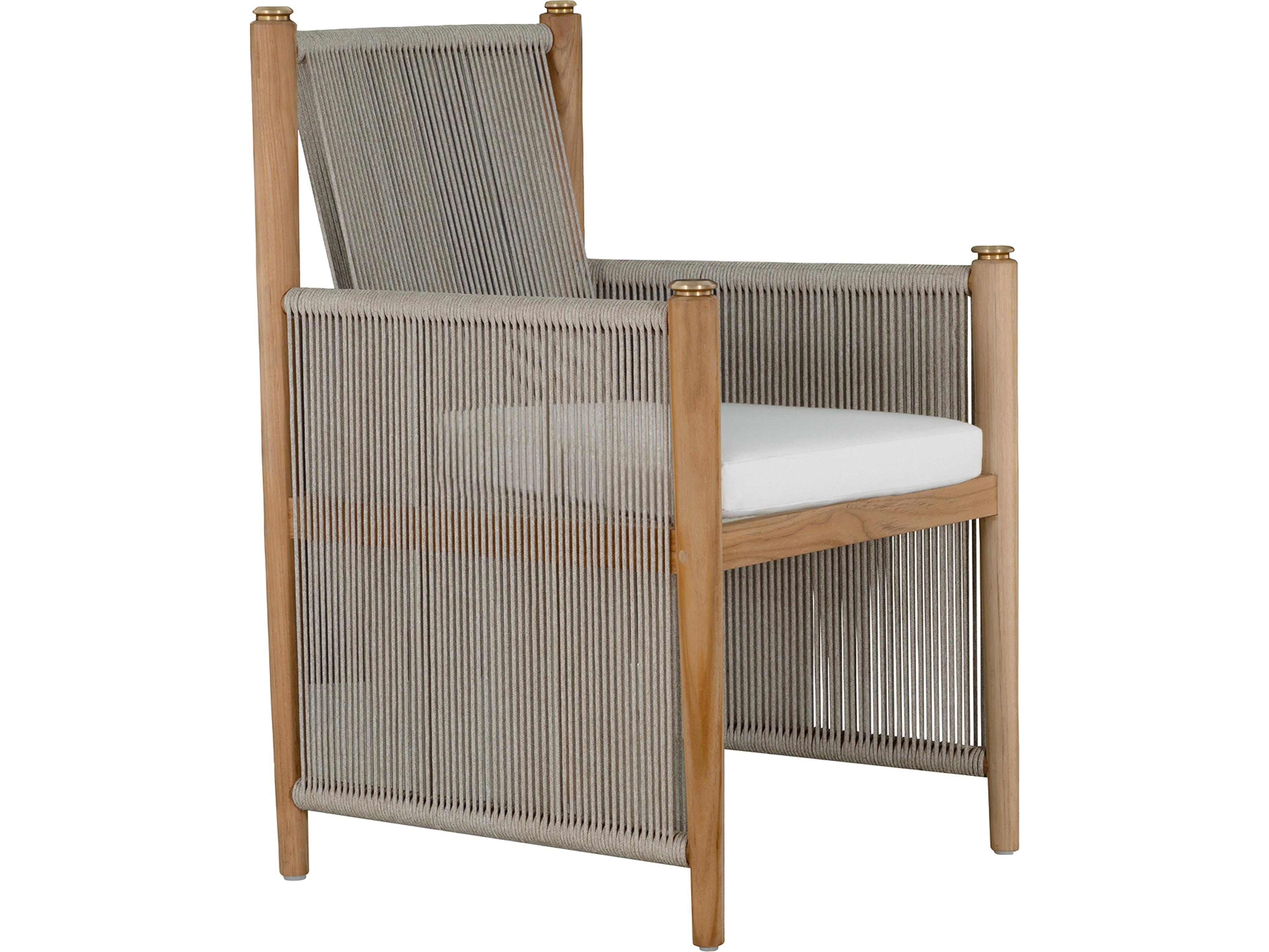 Summer Classics Pacifica Dining Arm Chair in Natural Teak/Rope/Brass