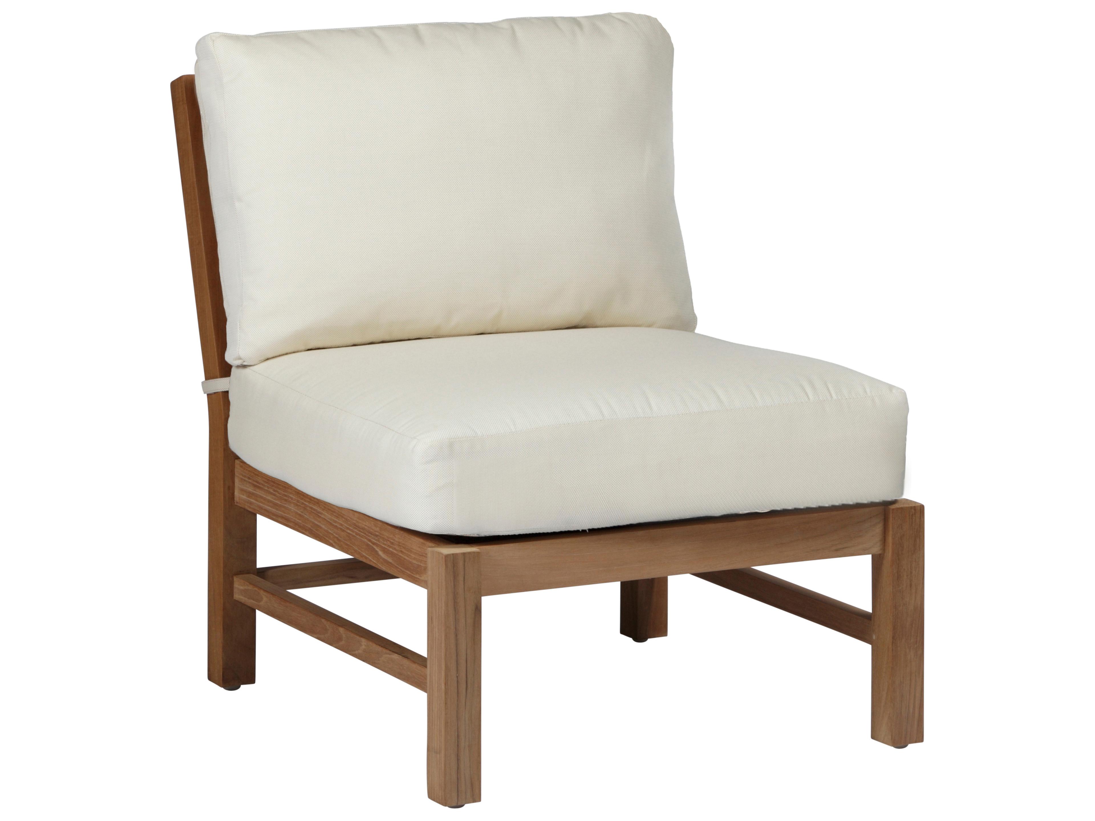Club Natural Teak Slipper Patio Lounge Chair with Cushion