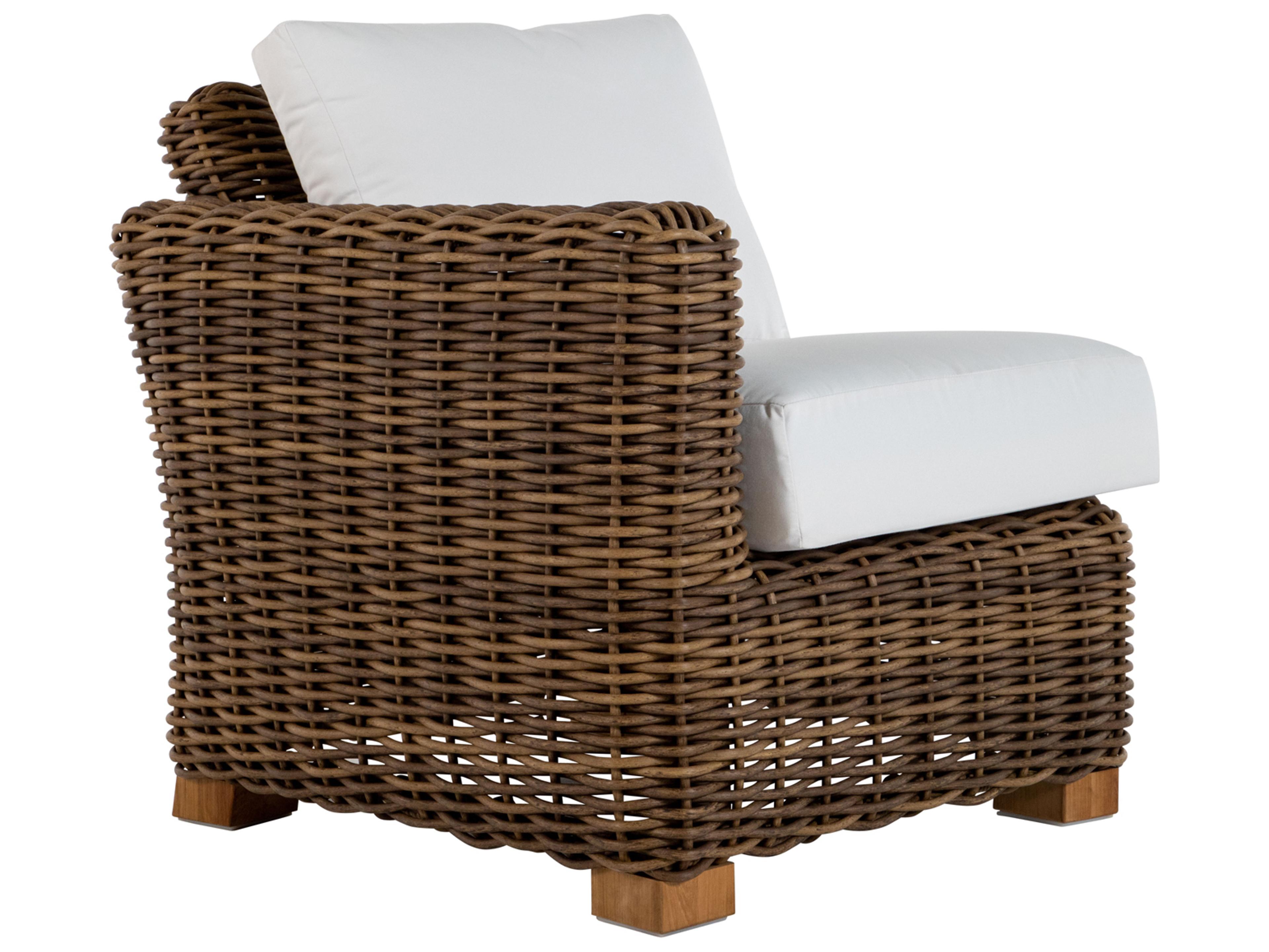 Summer Classics Montauk Wicker Raffia Left Arm Facing Outdoor Patio Lounge Chair