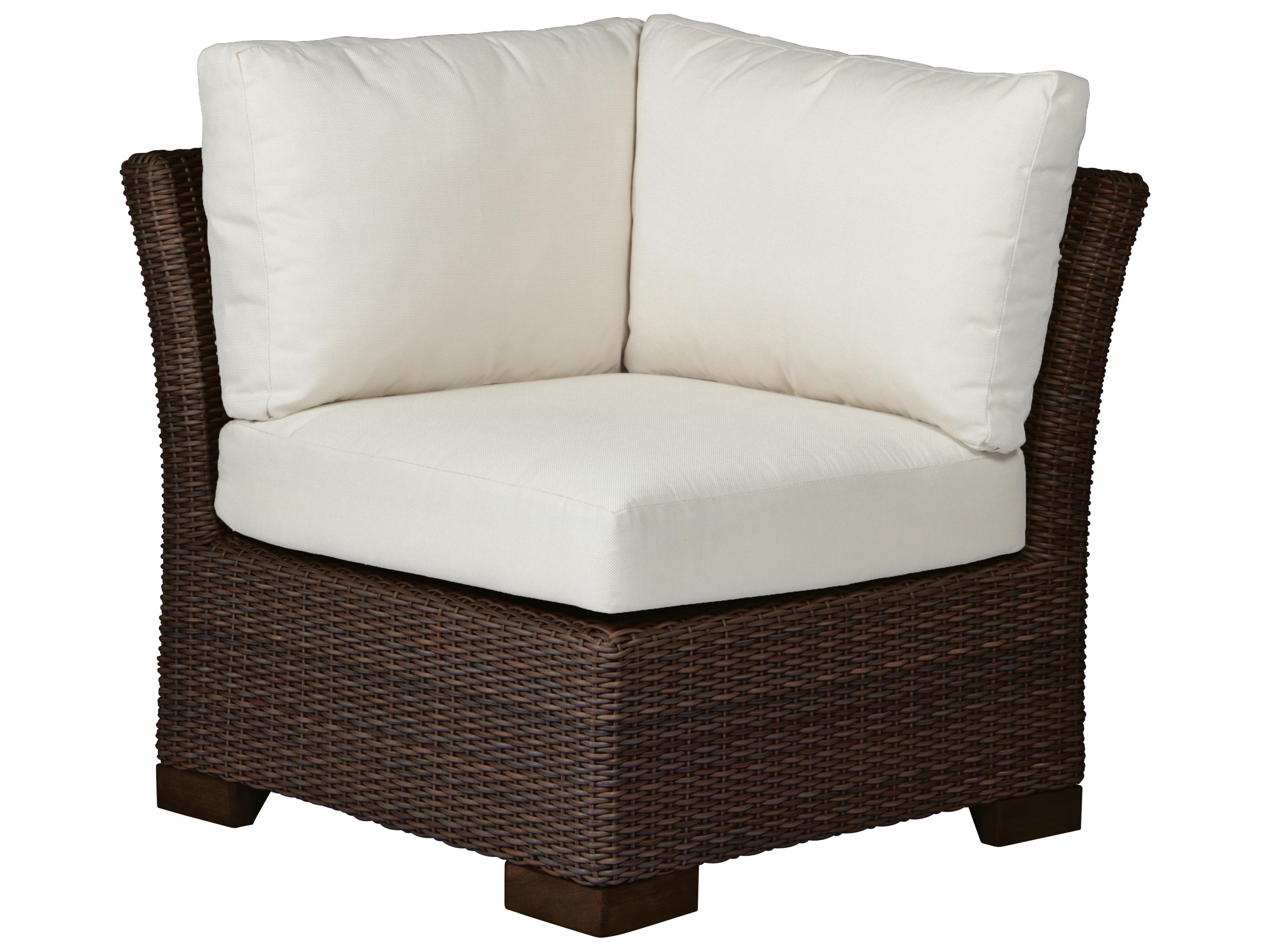 Summer Classics Club Woven Wicker Corner Chair with Cushion