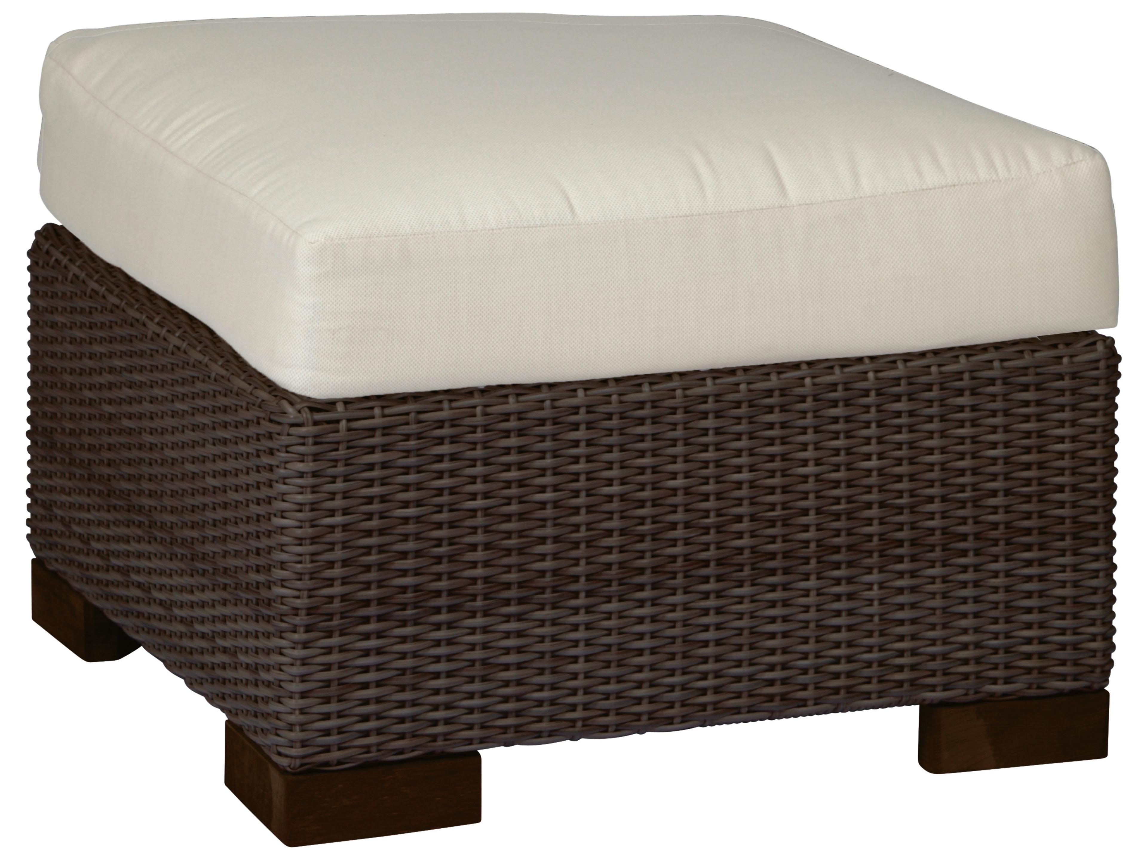 Summer Classics Club Woven Wicker Patio Ottoman with Cushion