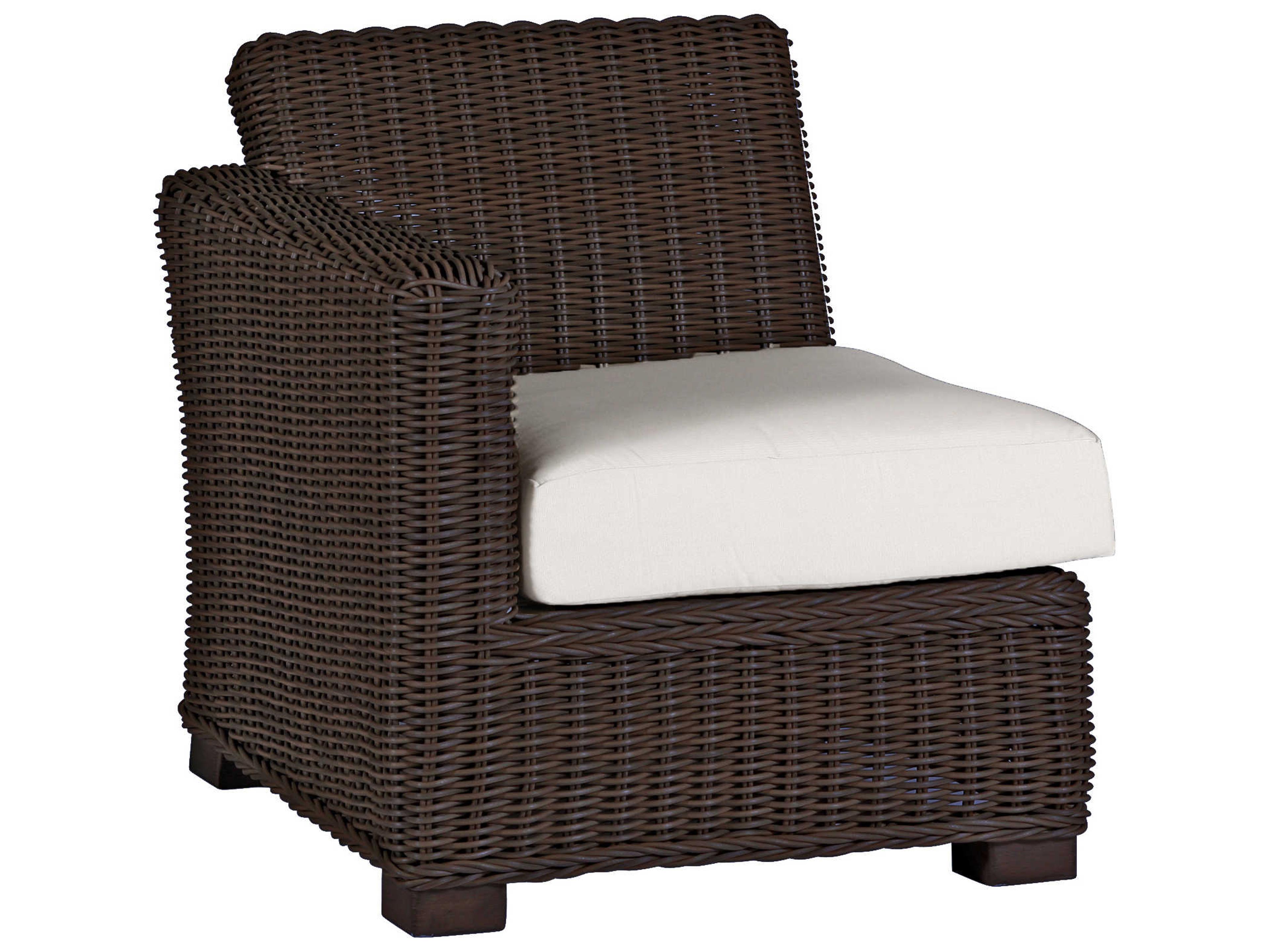 Summer Classics Rustic Wicker Left Arm Facing Outdoor Lounge Chair with Cushion