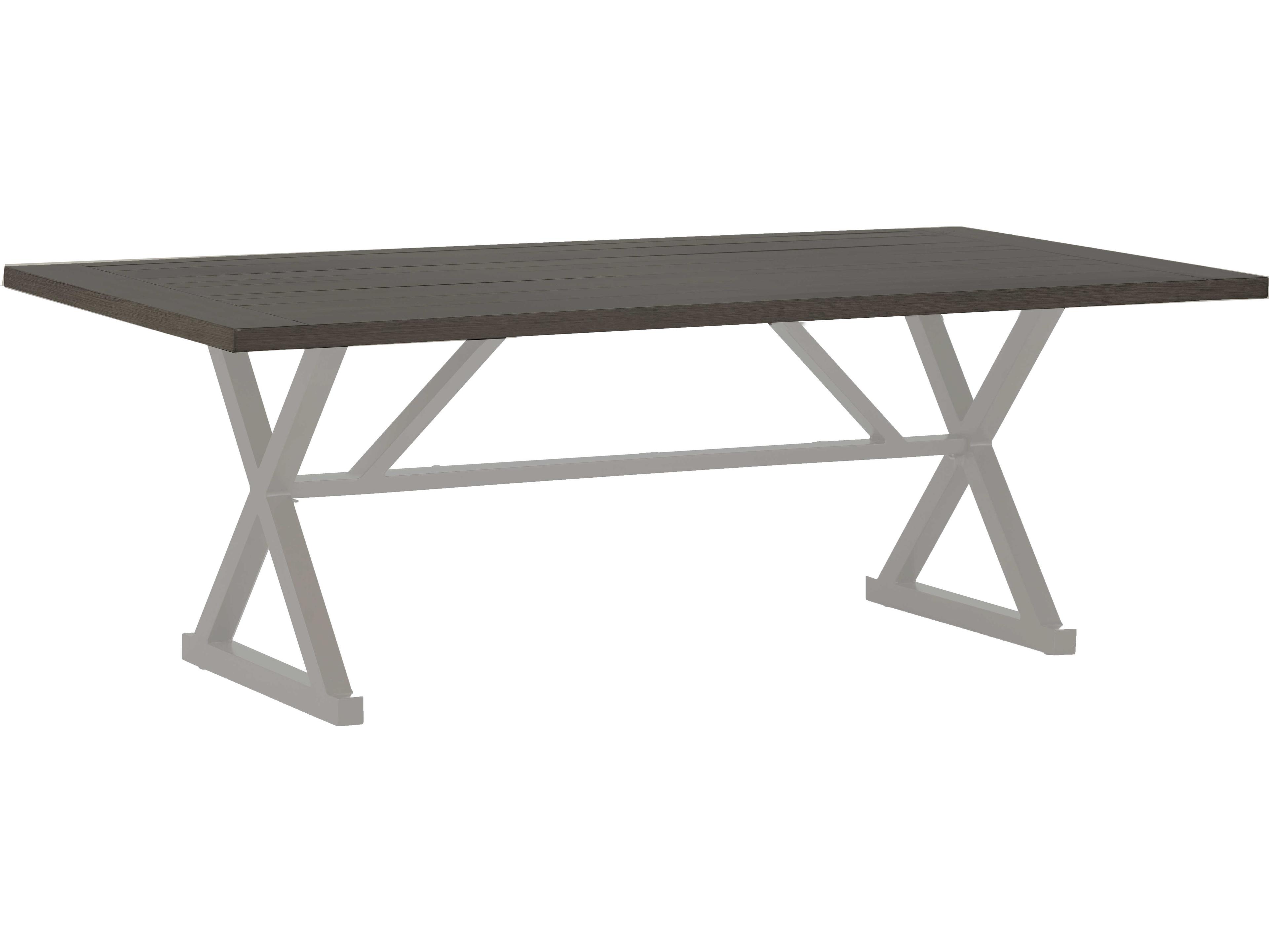 Summer Classics Cahaba Slate Grey Aluminum Rectangular Umbrella Hole Outdoor Patio Dining Table