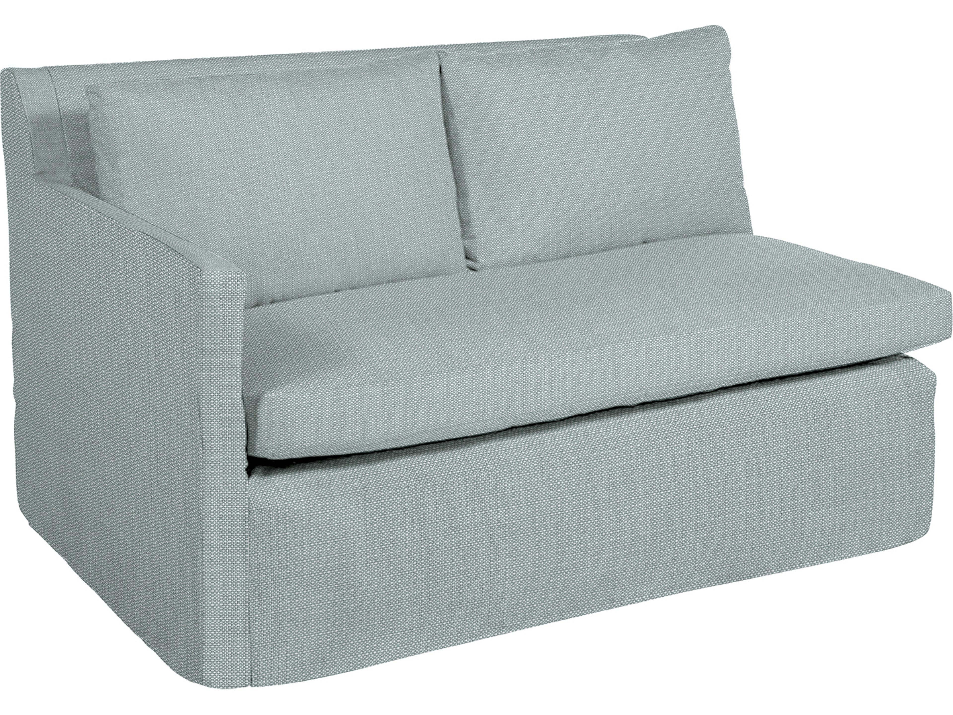 Nora Outdoor Right Arm Facing Loveseat in Grid Cloth Indigo