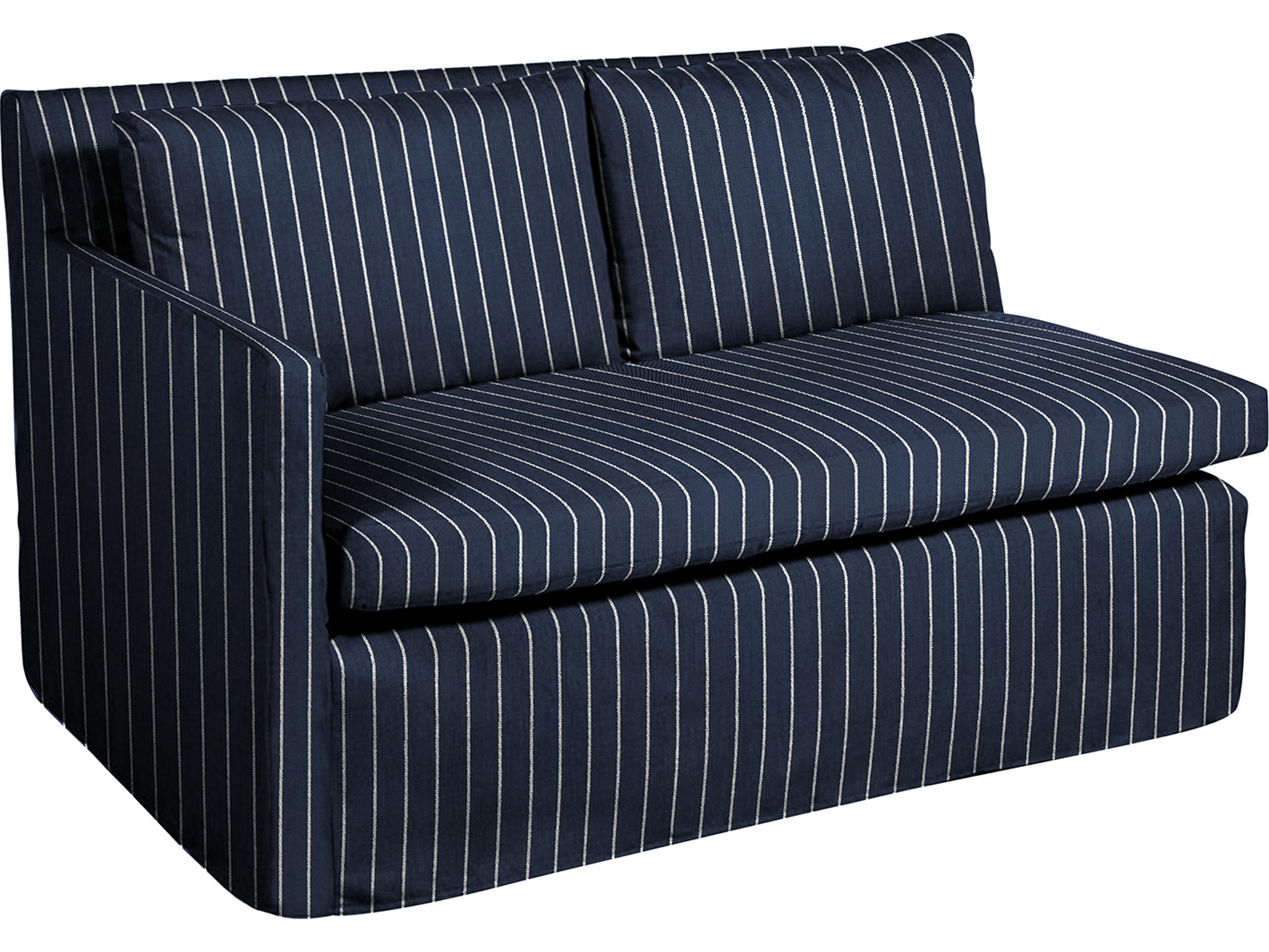 Nora Outdoor Left Arm Facing Loveseat in Sailor Stripe Indigo