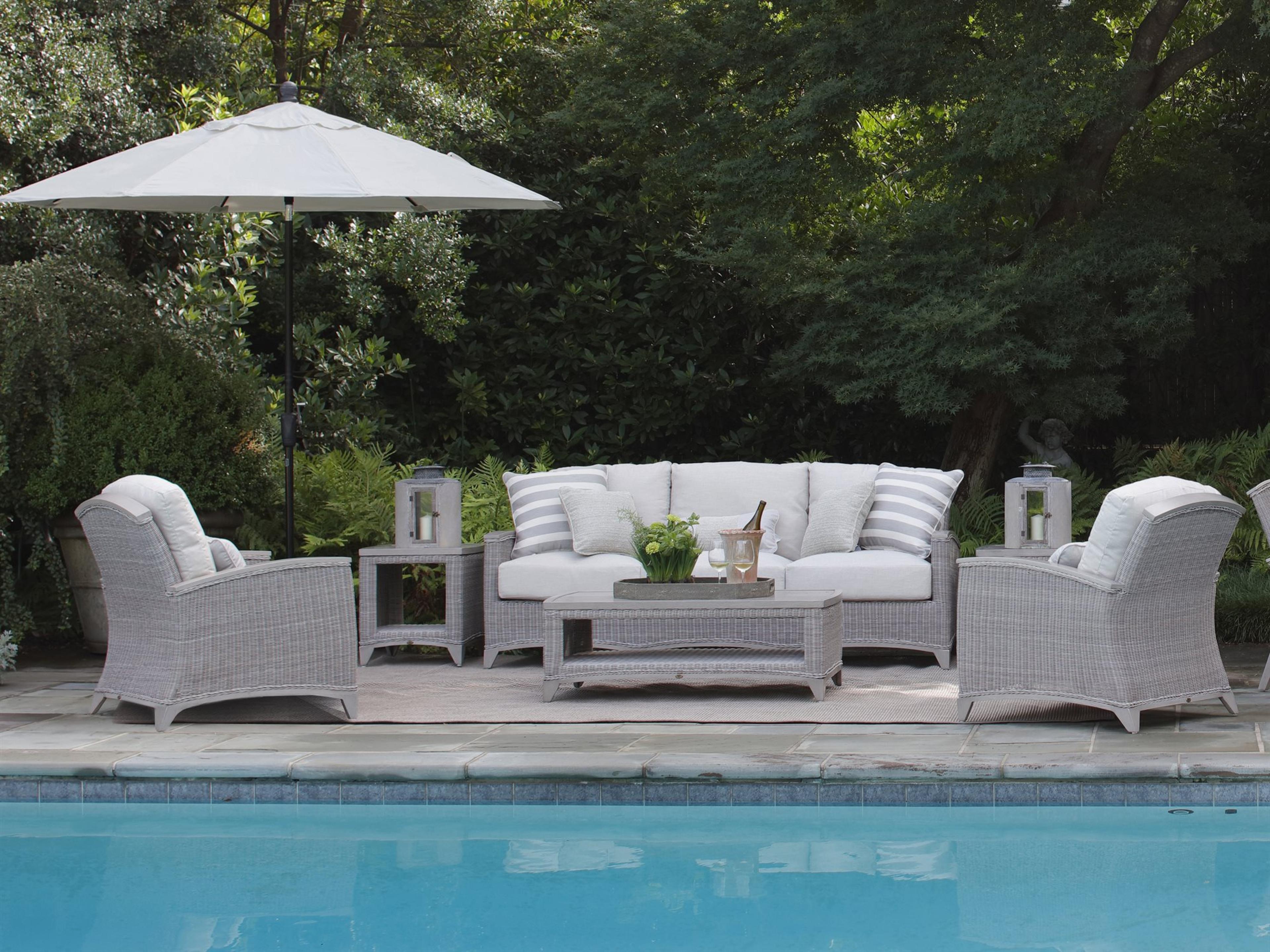 Summer Classics Astoria Oyster Wicker Cushion Outdoor Patio Lounge Set