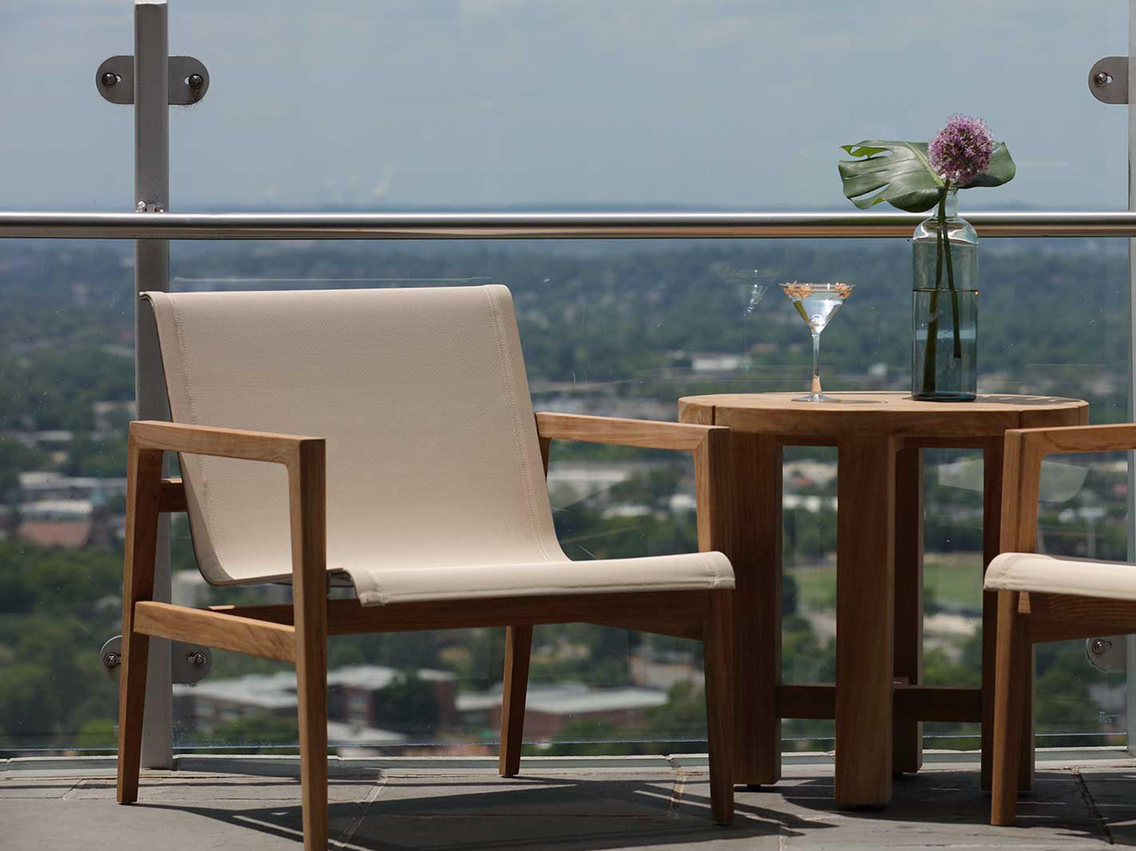 Summer Classics Coast Teak Sling Outdoor Patio Lounge Set