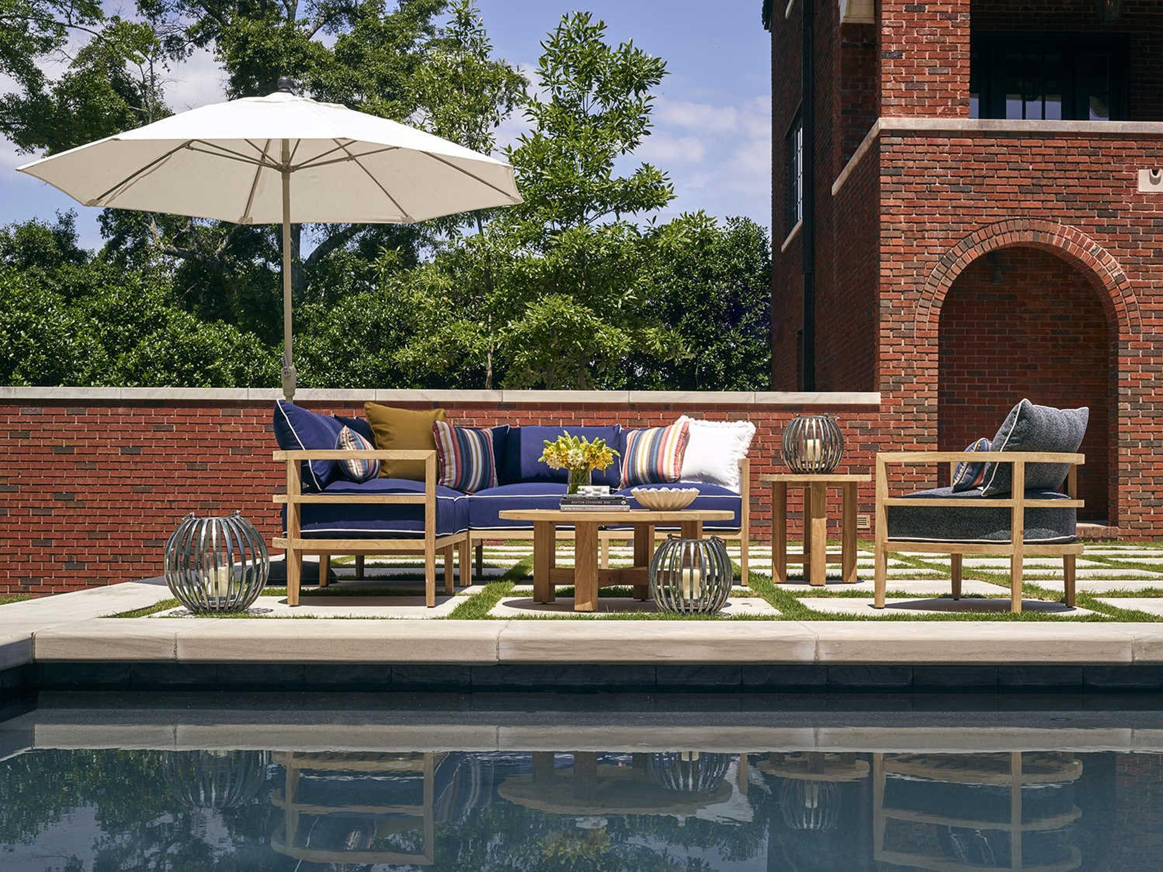 Summer Classics Santa Barbara Teak Sectional Patio Lounge Set