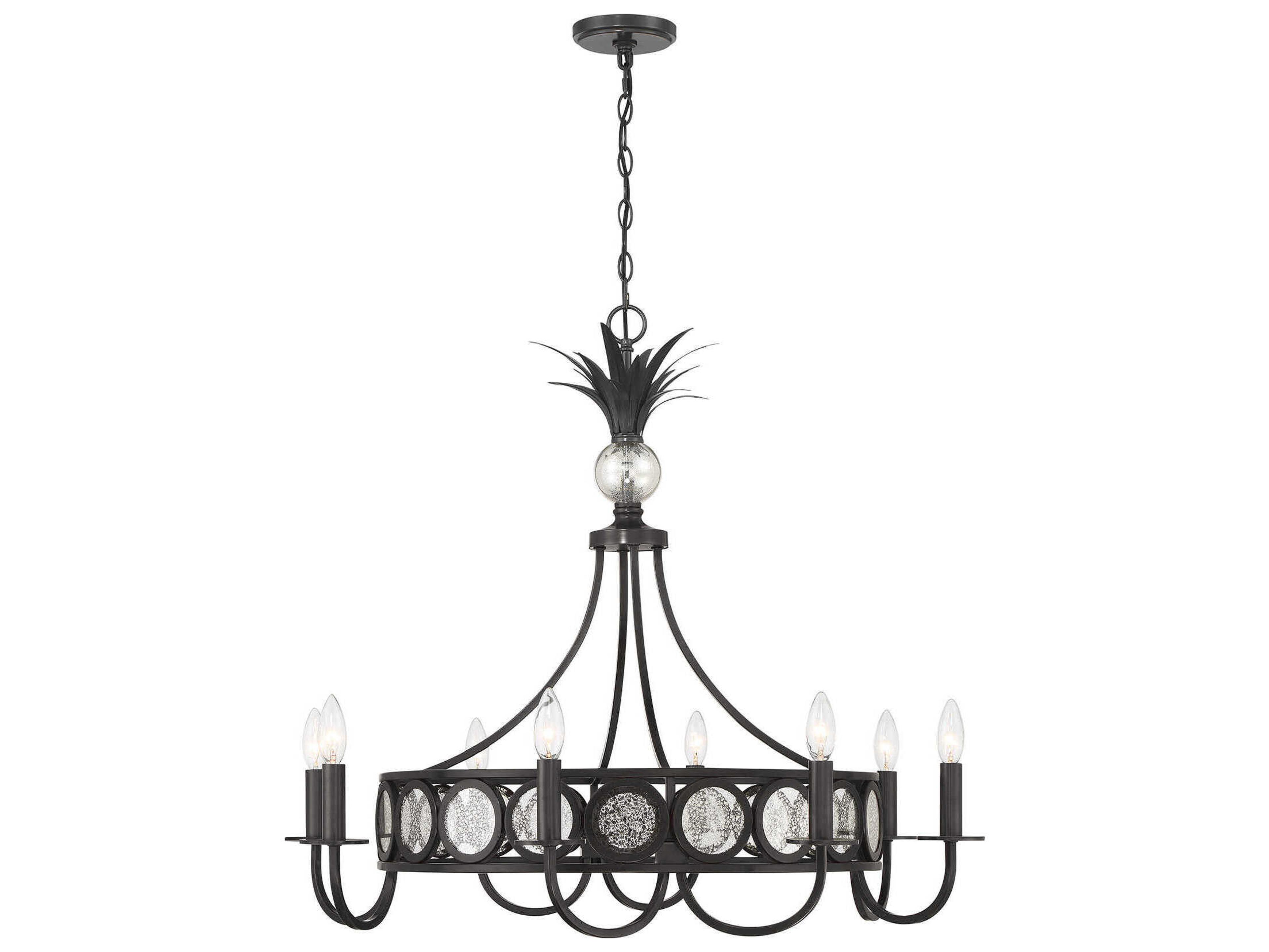 Savoy House Hearst 8-Light Black Tourmaline Candelabra Round Chandelier