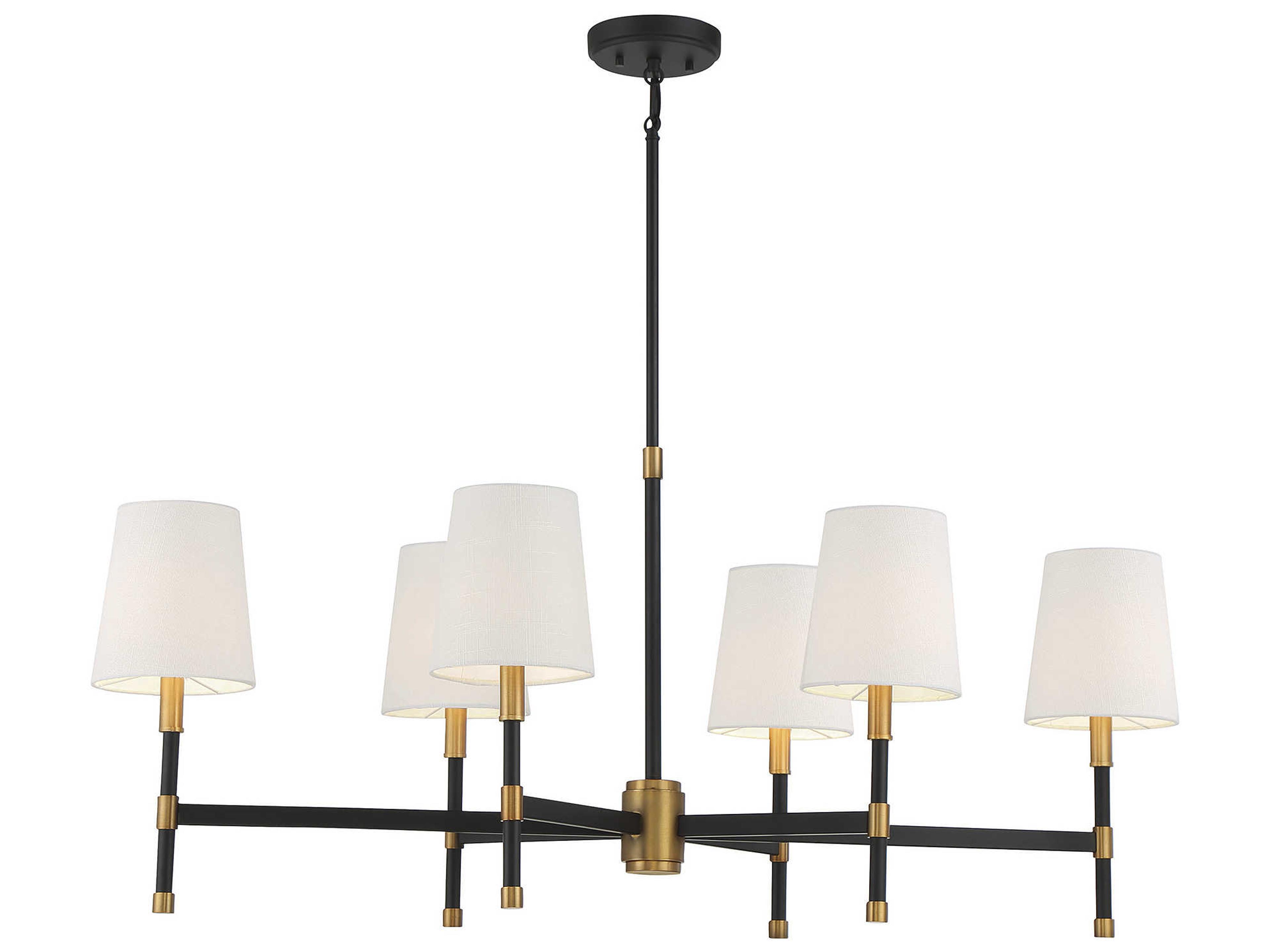 Savoy House Brody 6-Light Matte Black Warm Brass Empire Linear Island Pendant