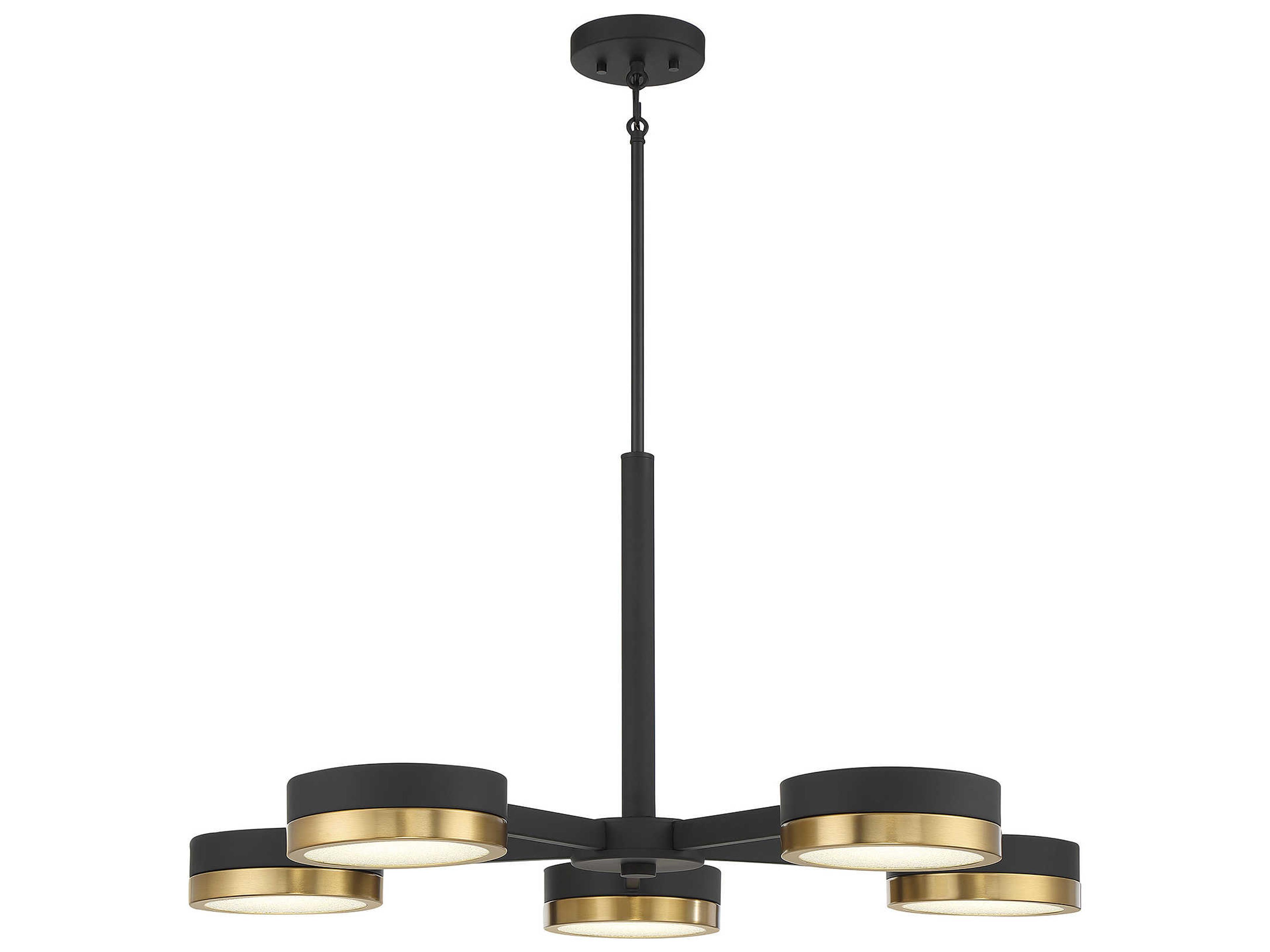 Savoy House Ashor 5-Light Matte Black Warm Brass Crystal Glass Chandelier
