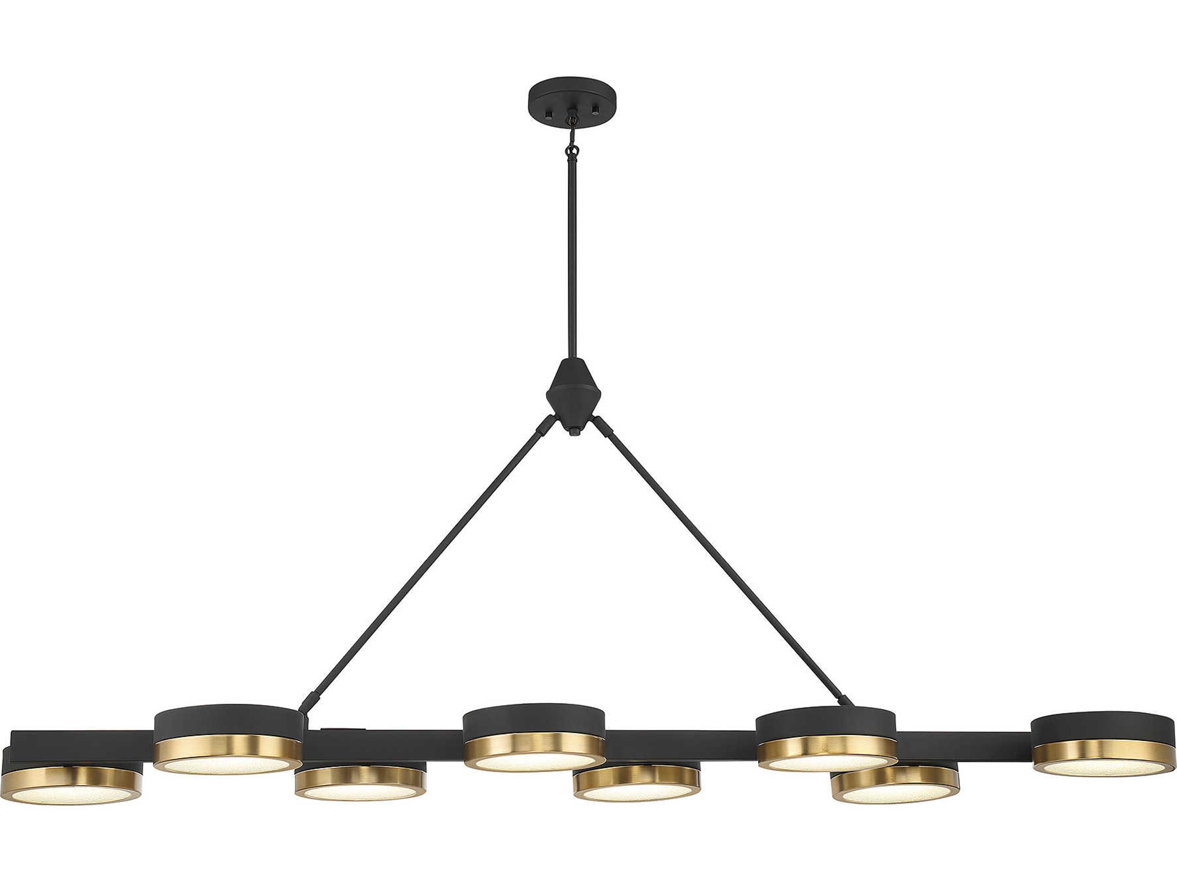 Savoy House Ashor 8-Light Matte Black Warm Brass Crystal Glass Linear Island Pendant