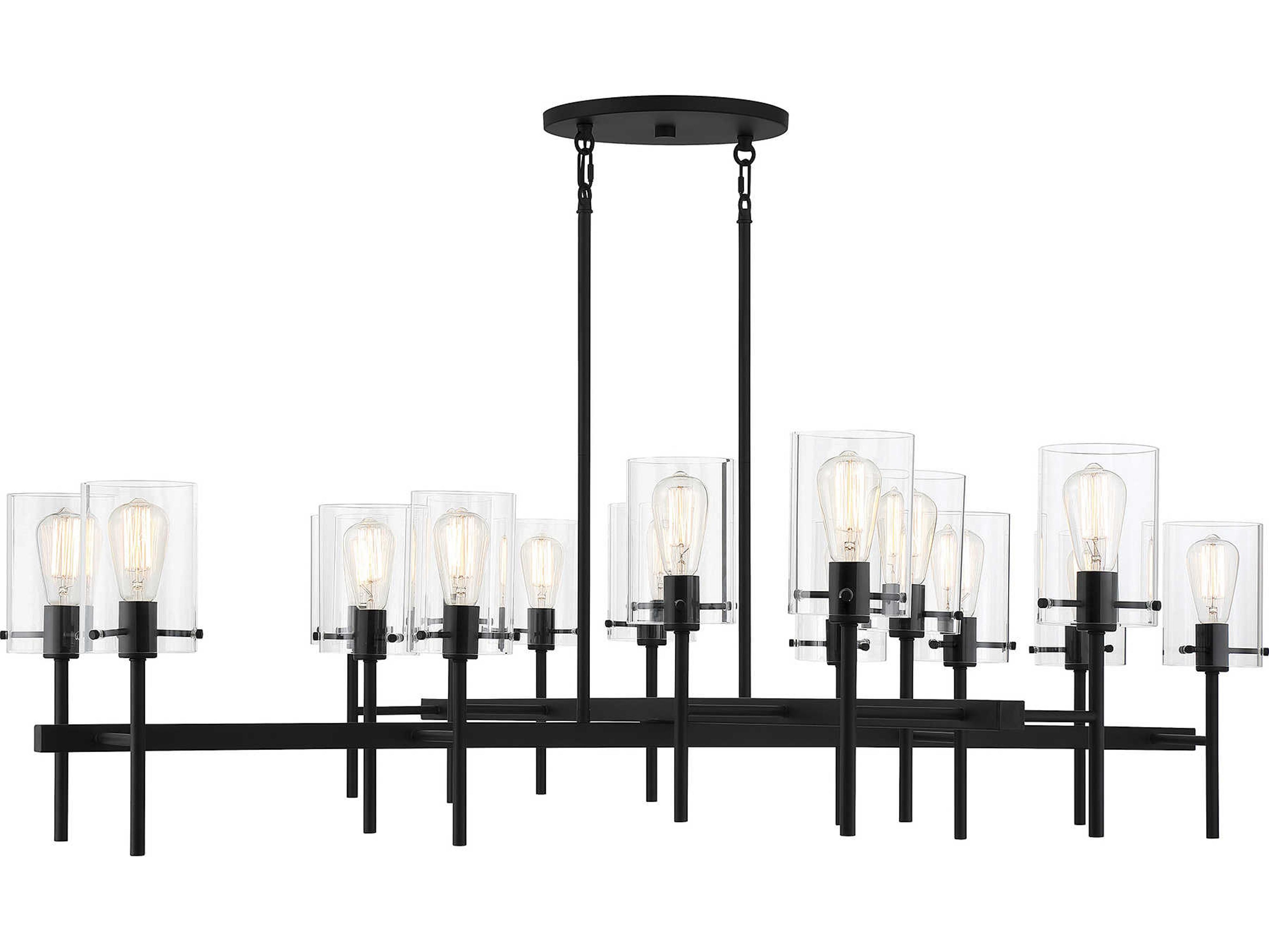 Savoy House Vista 16-Light Matte Black Glass Cylinder Chandelier