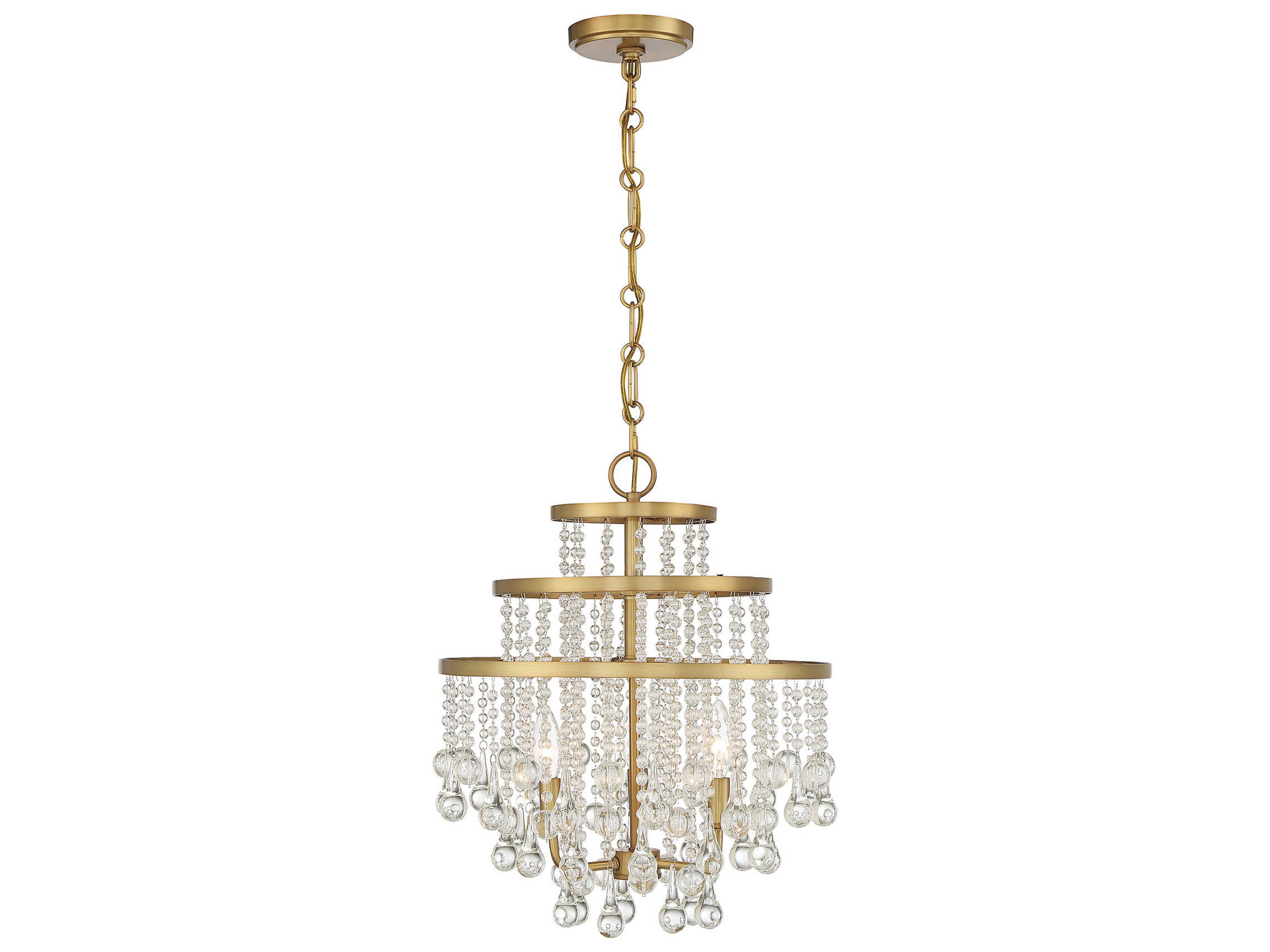 Savoy House Luna 3-Light Warm Brass Crystal Tiered Chandelier