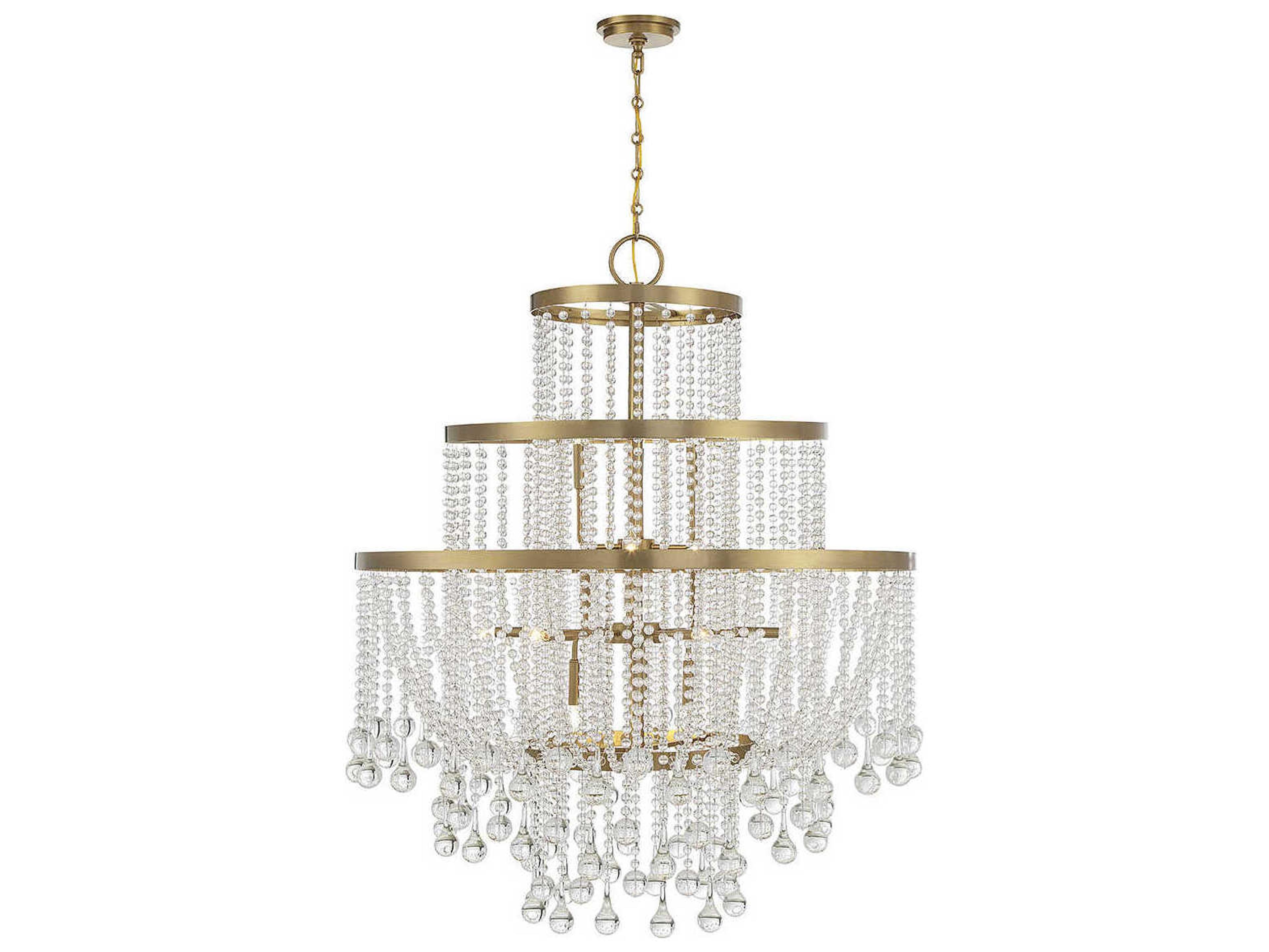 Savoy House Luna 15-Light Warm Brass Crystal Tiered Chandelier