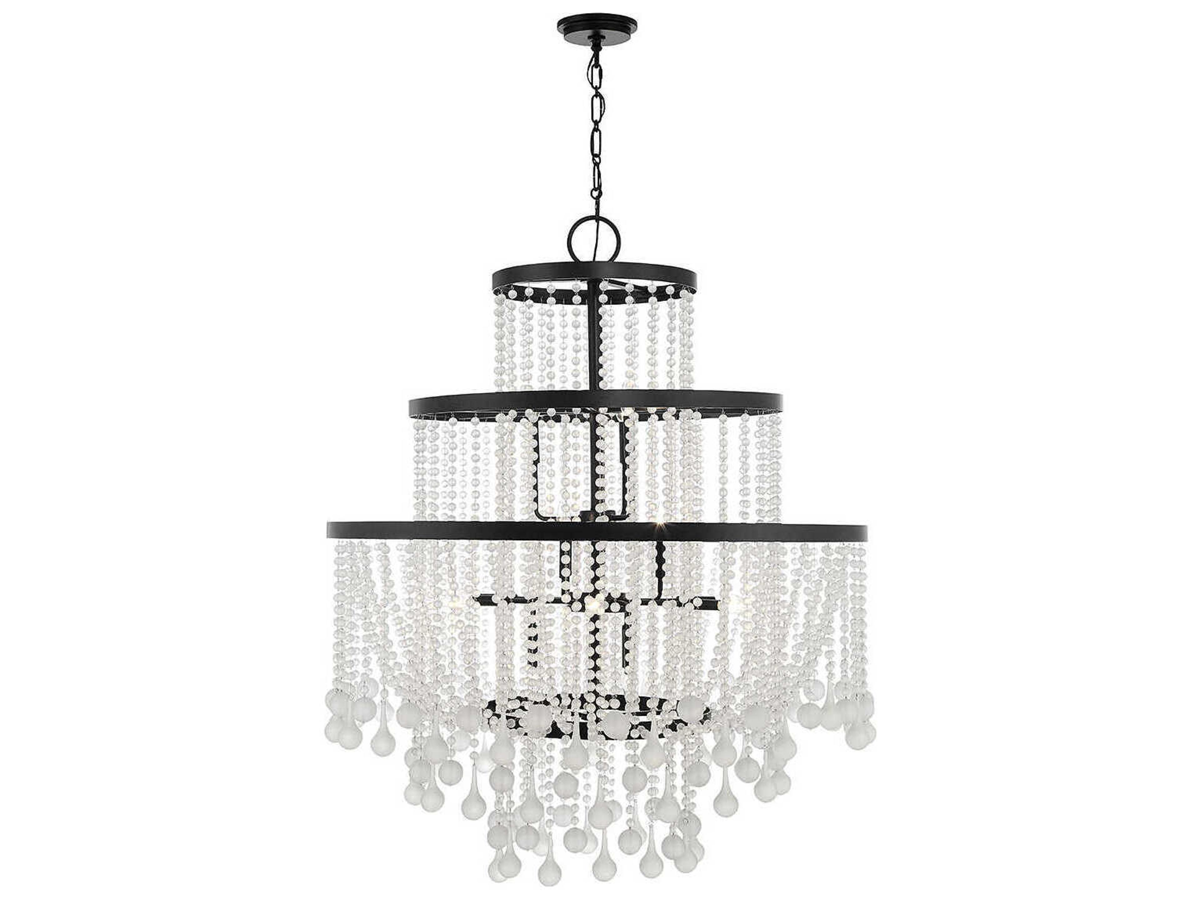 Savoy House Luna 15-Light Matte Black Crystal Tiered Chandelier