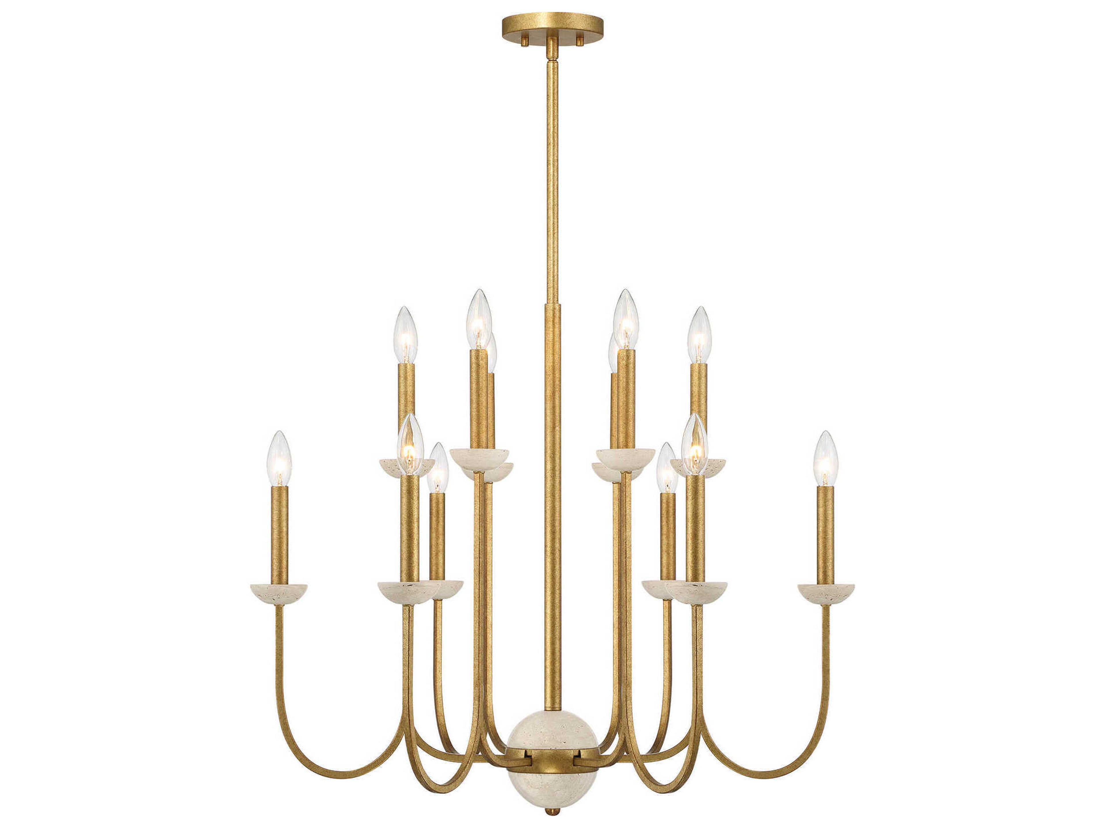 Savoy House Oakhurst 12-Light Antique Gold Candelabra Chandelier