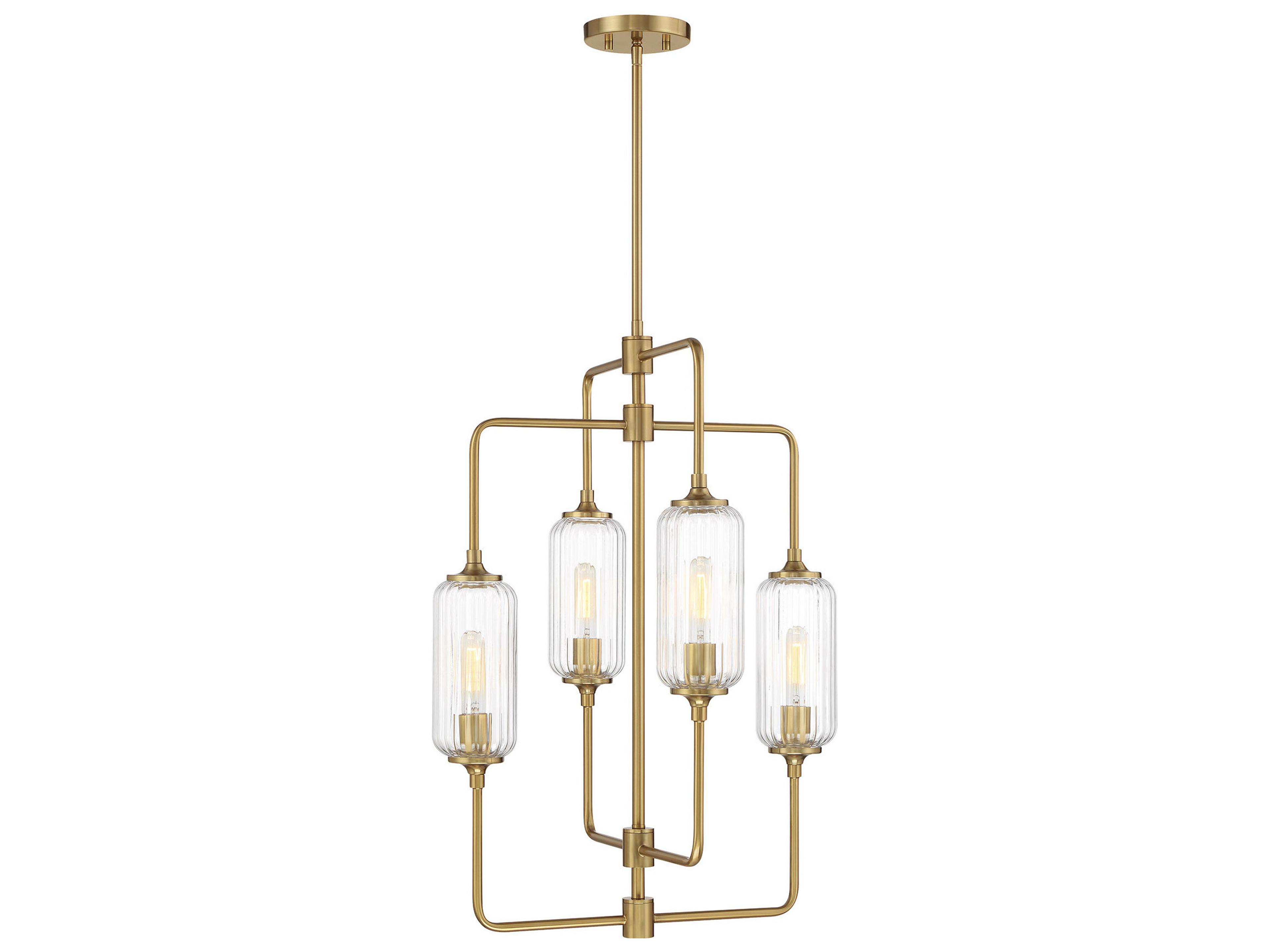 Savoy House Holton 4-Light Warm Brass Geometric Chandelier