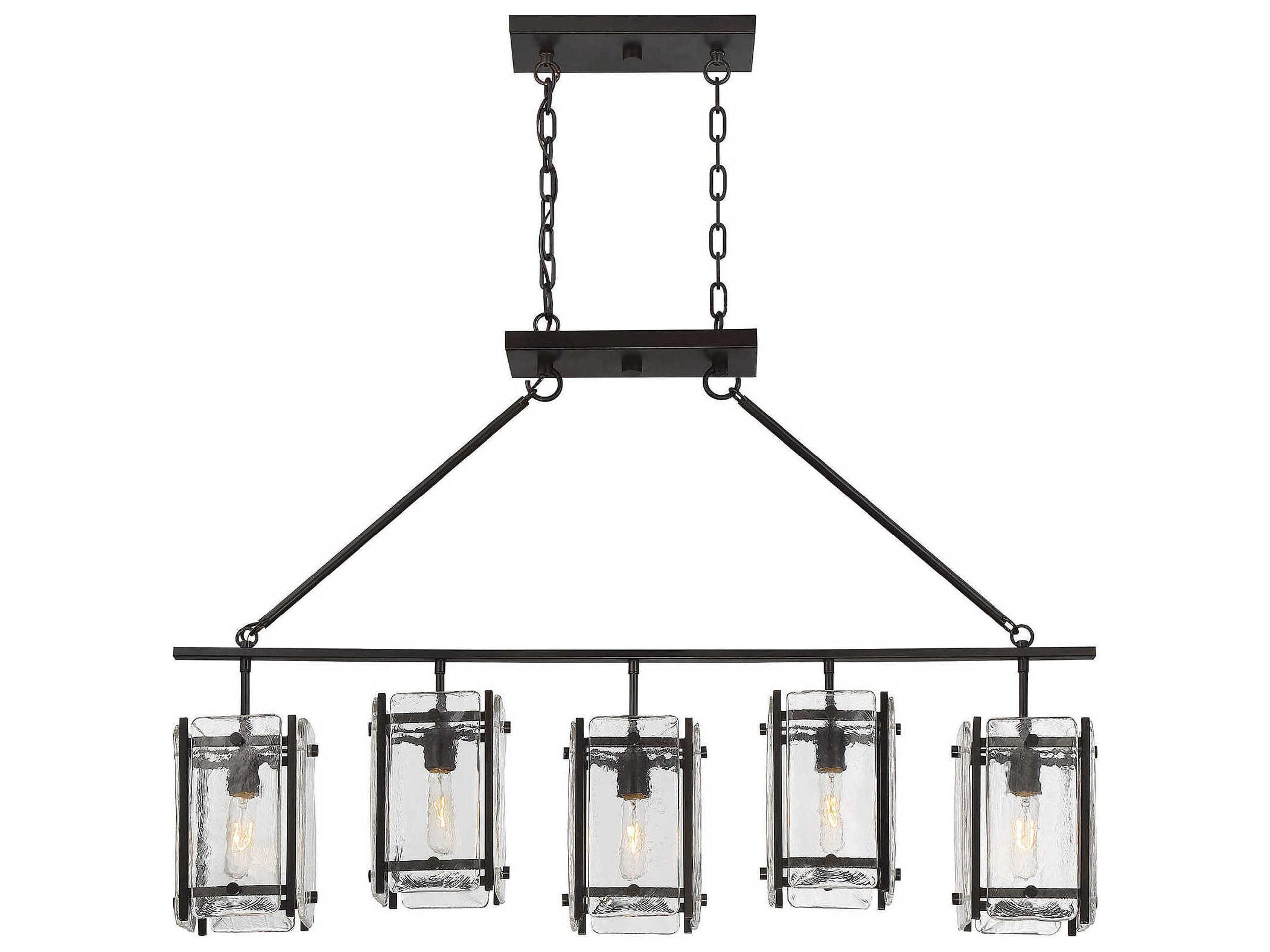 Savoy House Glenwood 5-Light English Bronze Glass Island Pendant