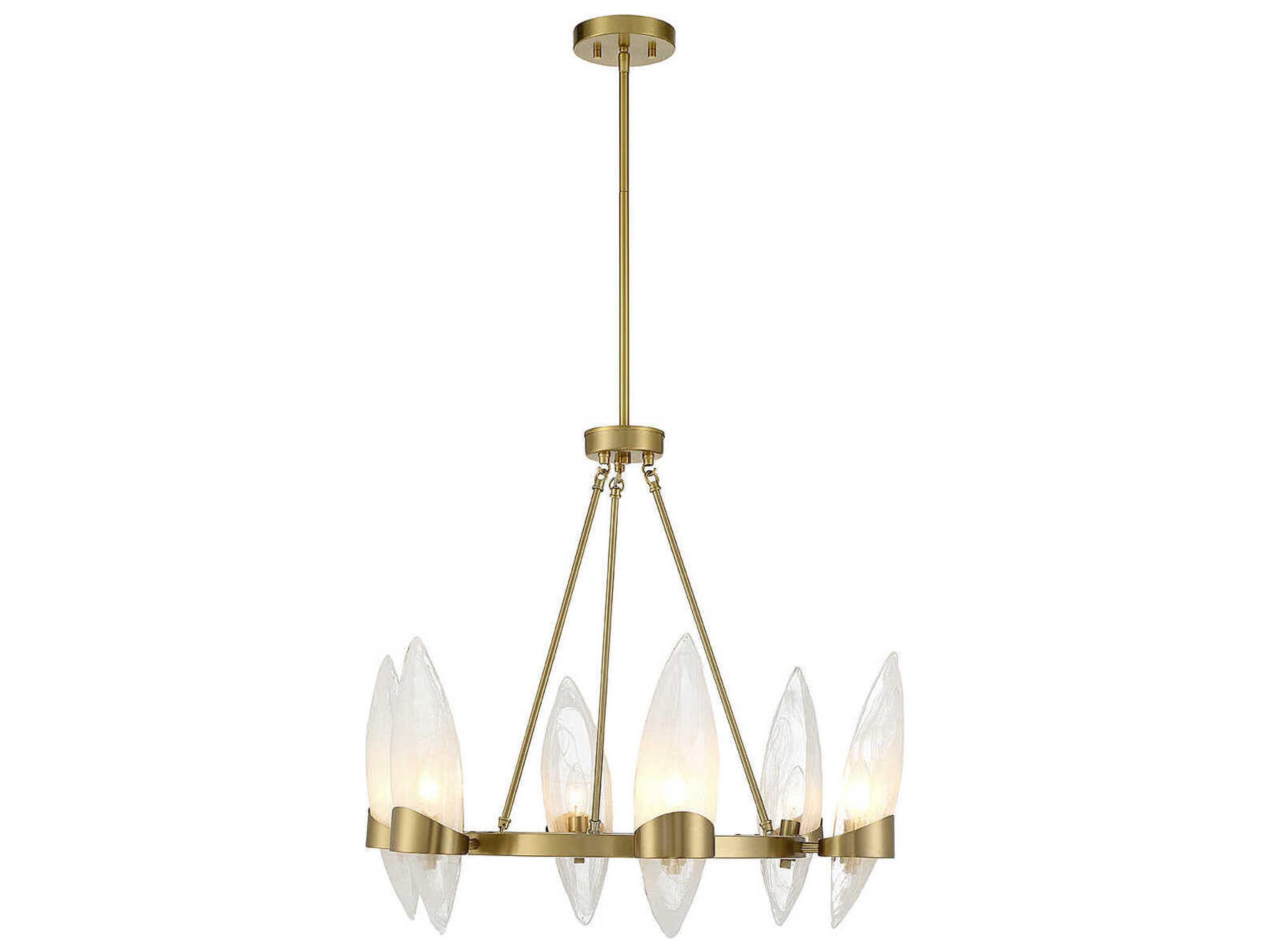 Savoy House Nouvel 6-Light Warm Brass Glass Chandelier