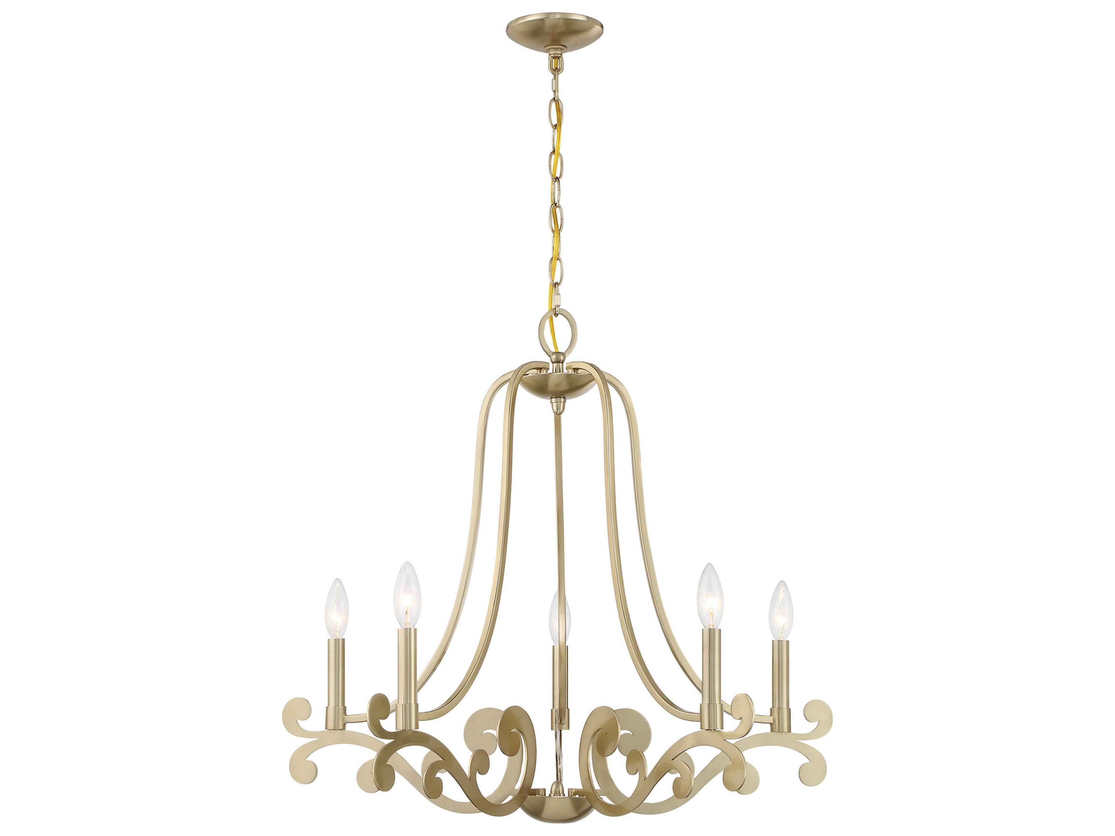 Savoy House Lombard 5-Light Noble Brass Candelabra Chandelier