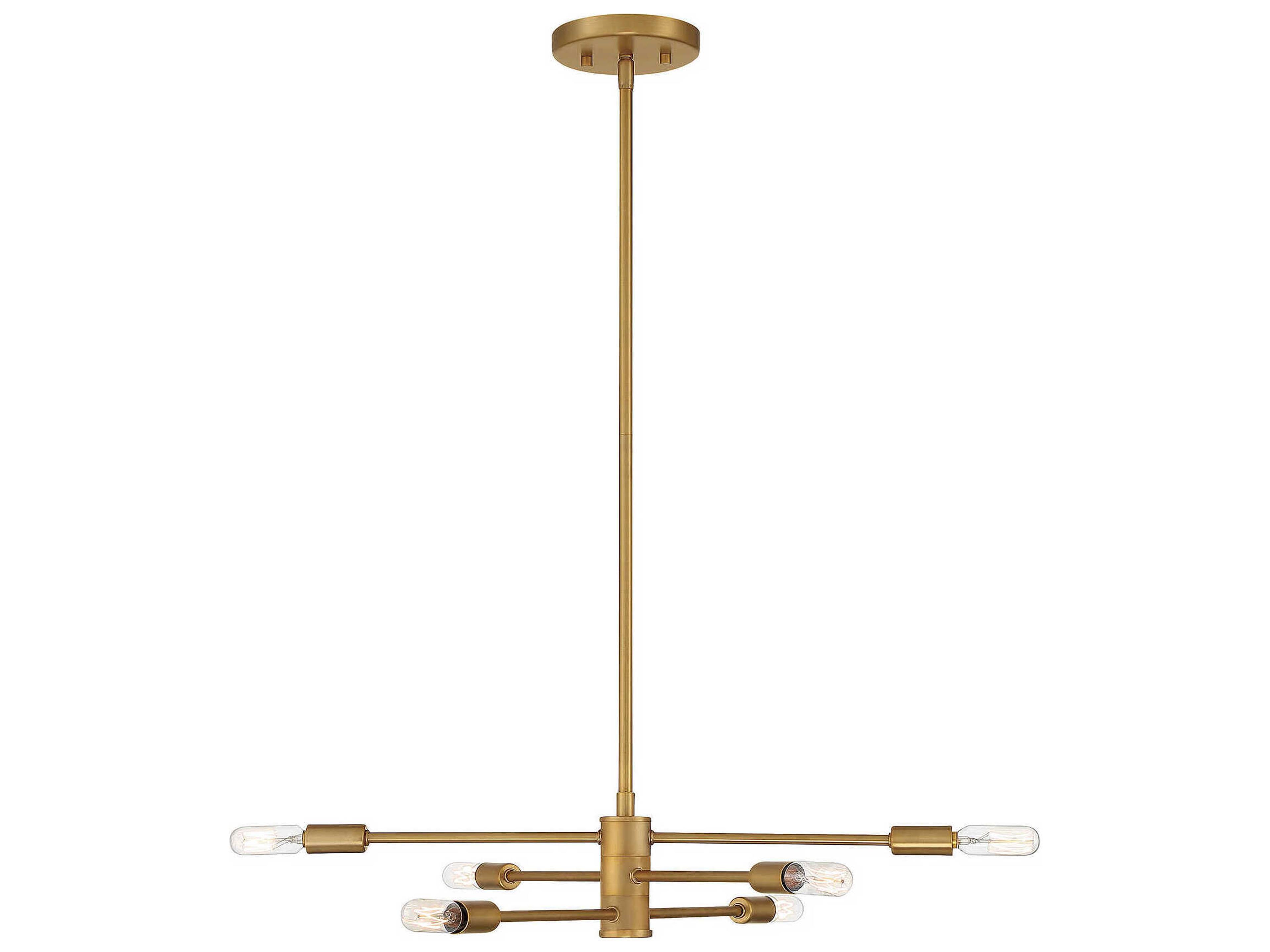 Savoy House Lyrique 6-Light Warm Brass Linear Sputnik Tiered Chandelier