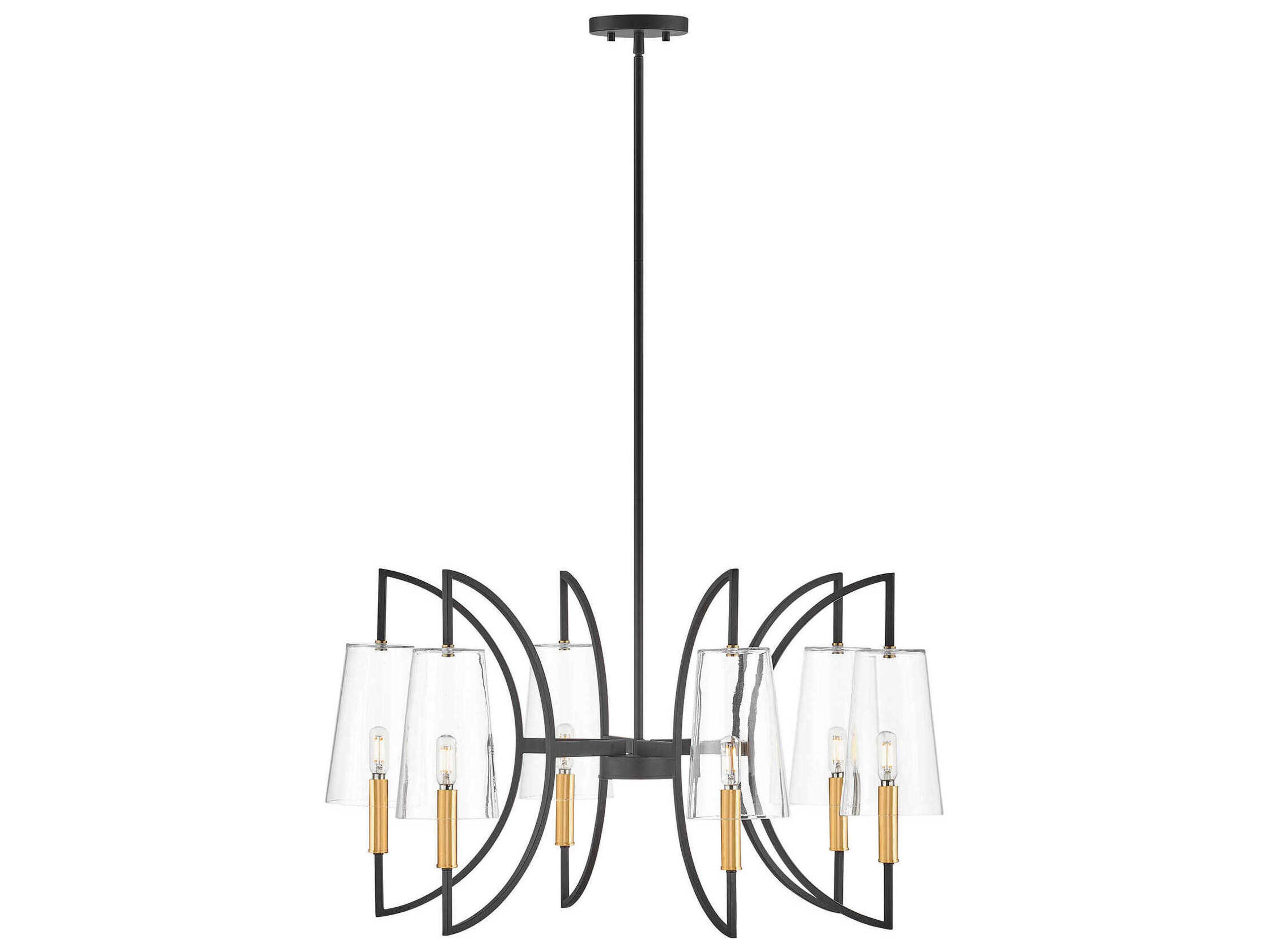 Savoy House Hanley 6-Light Matte Black And Warm Brass Empire Linear Chandelier