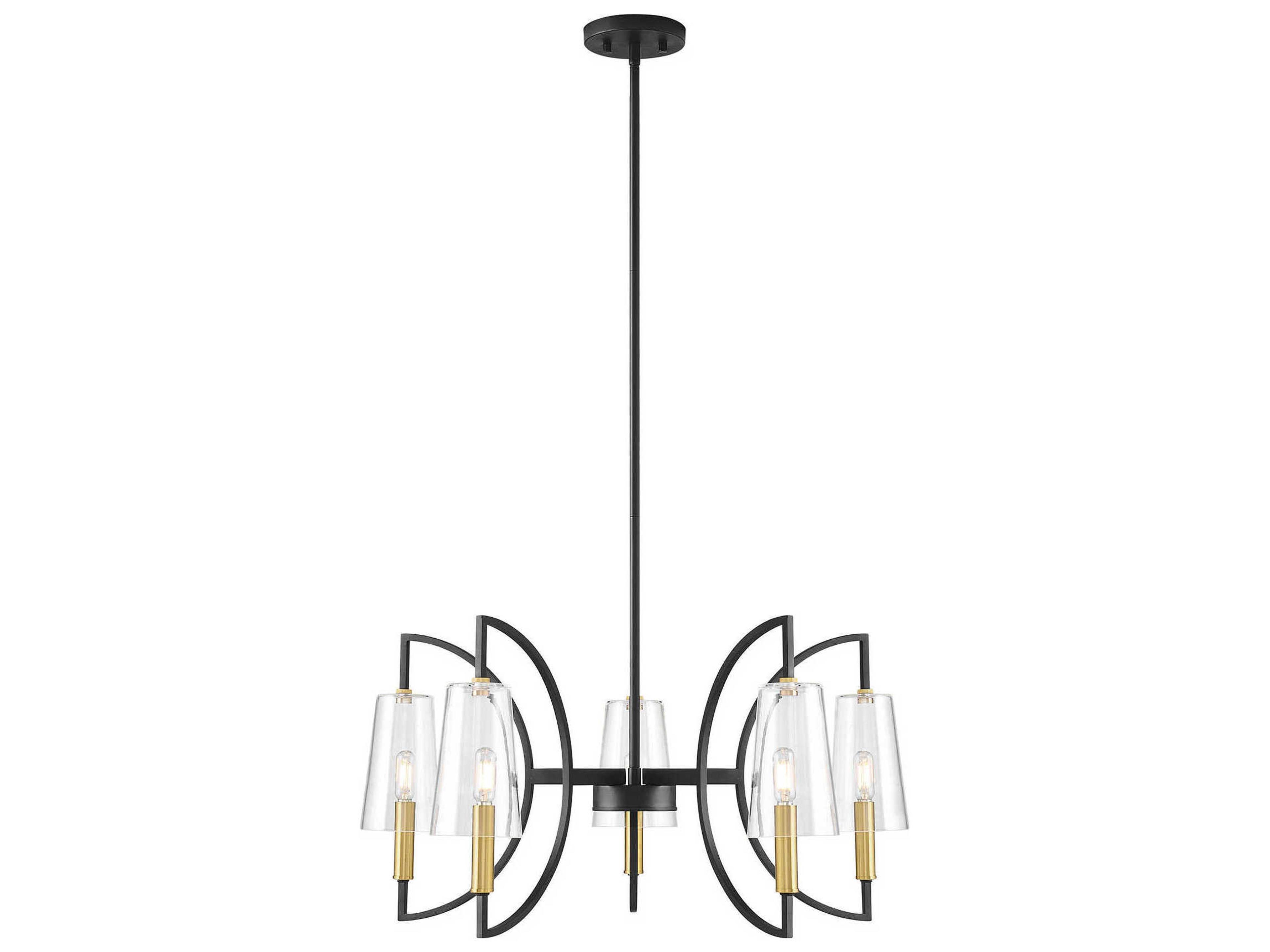 Savoy House Hanley 5-Light Matte Black And Warm Brass Empire Linear Chandelier