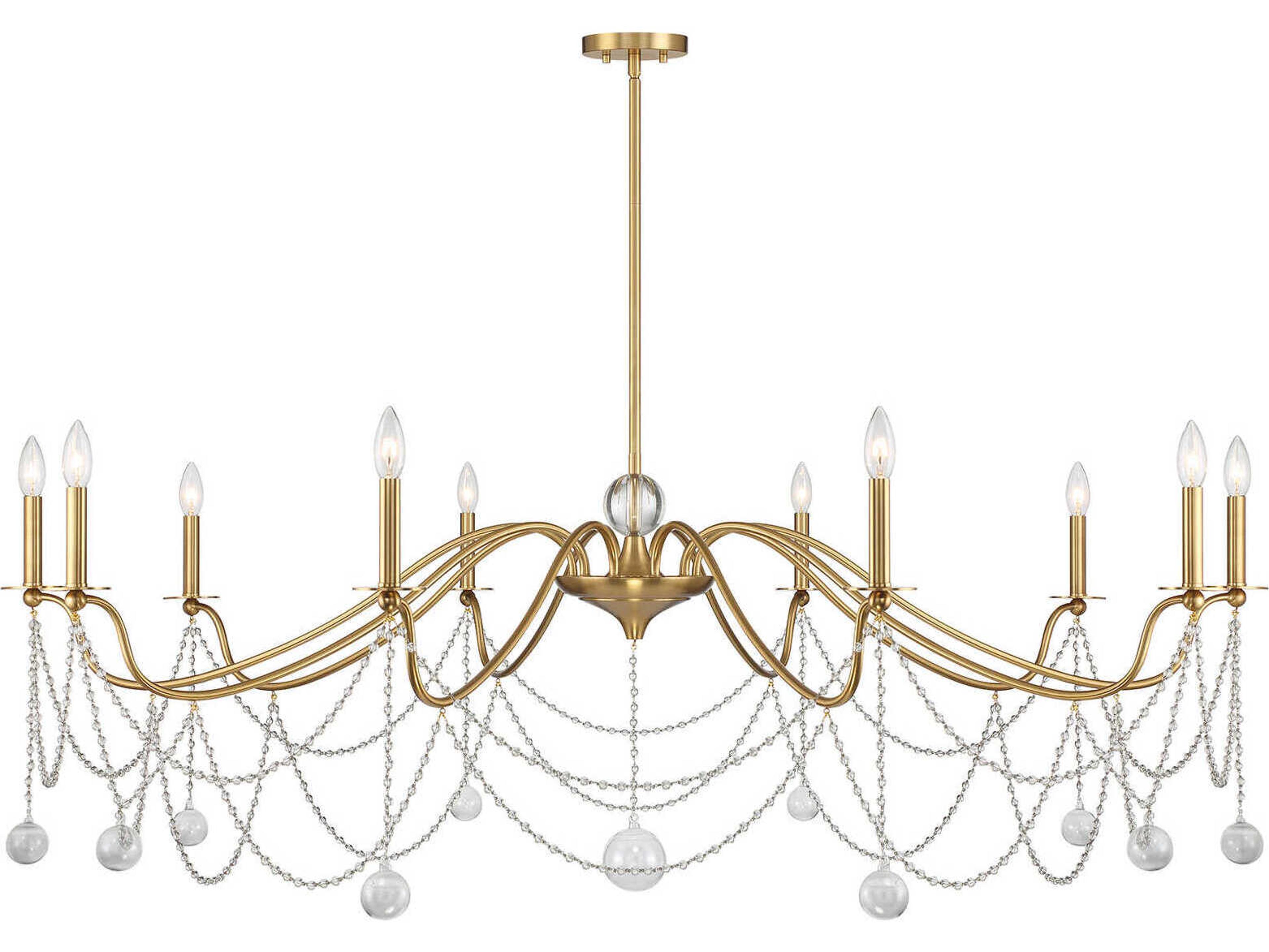 Savoy House Mariposa 10-Light Warm Brass Candelabra Chandelier