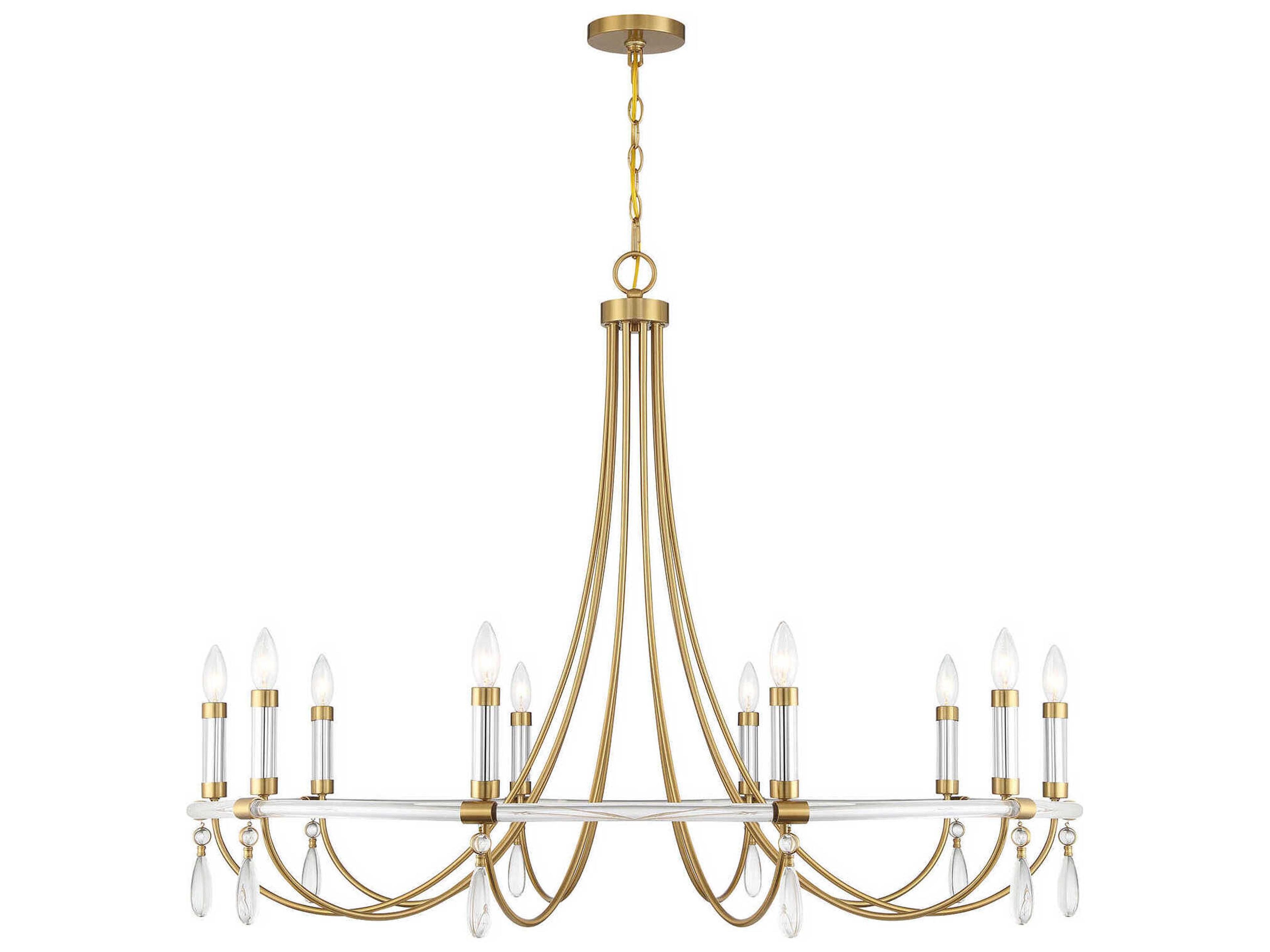 Savoy House Mayfair 10-Light Warm Brass Chrome Candelabra Chandelier