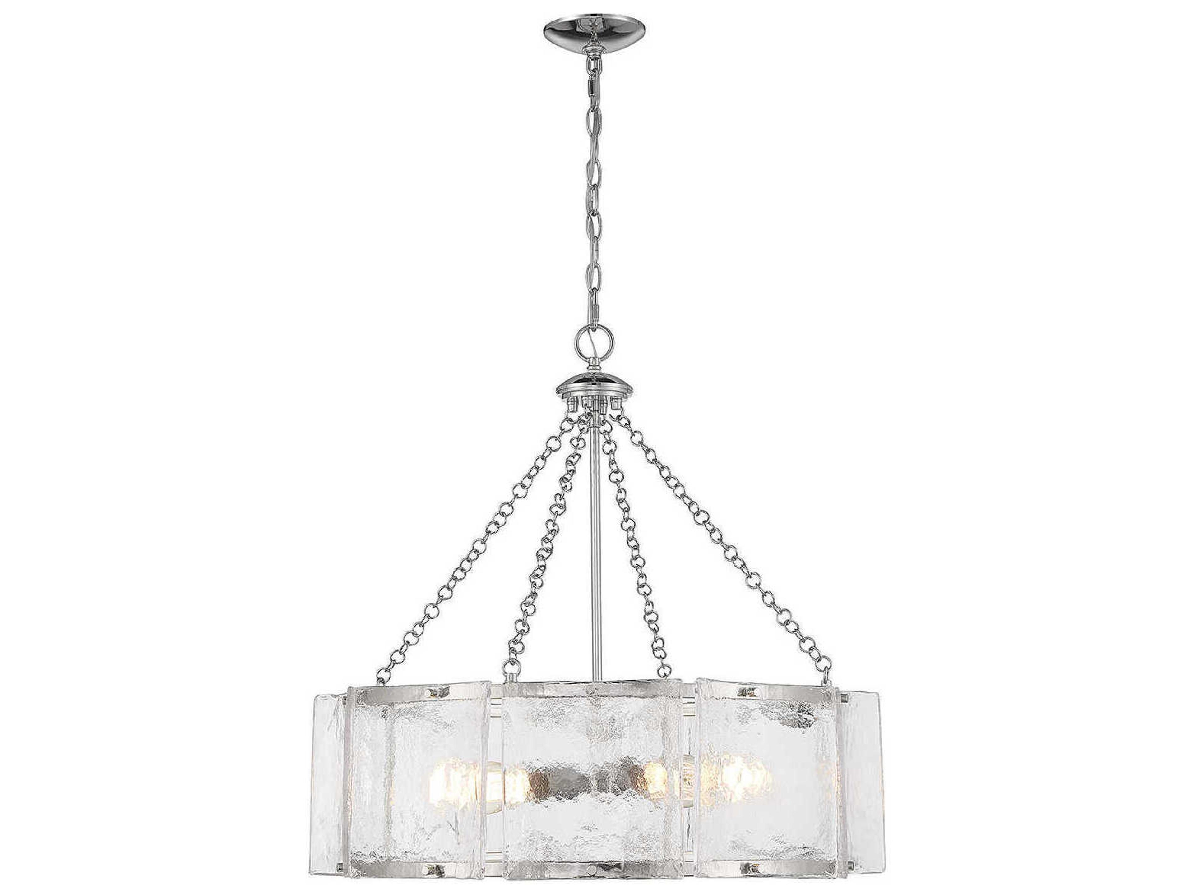 Savoy House Genry 5-Light Polished Nickel Chrome Glass Pendant