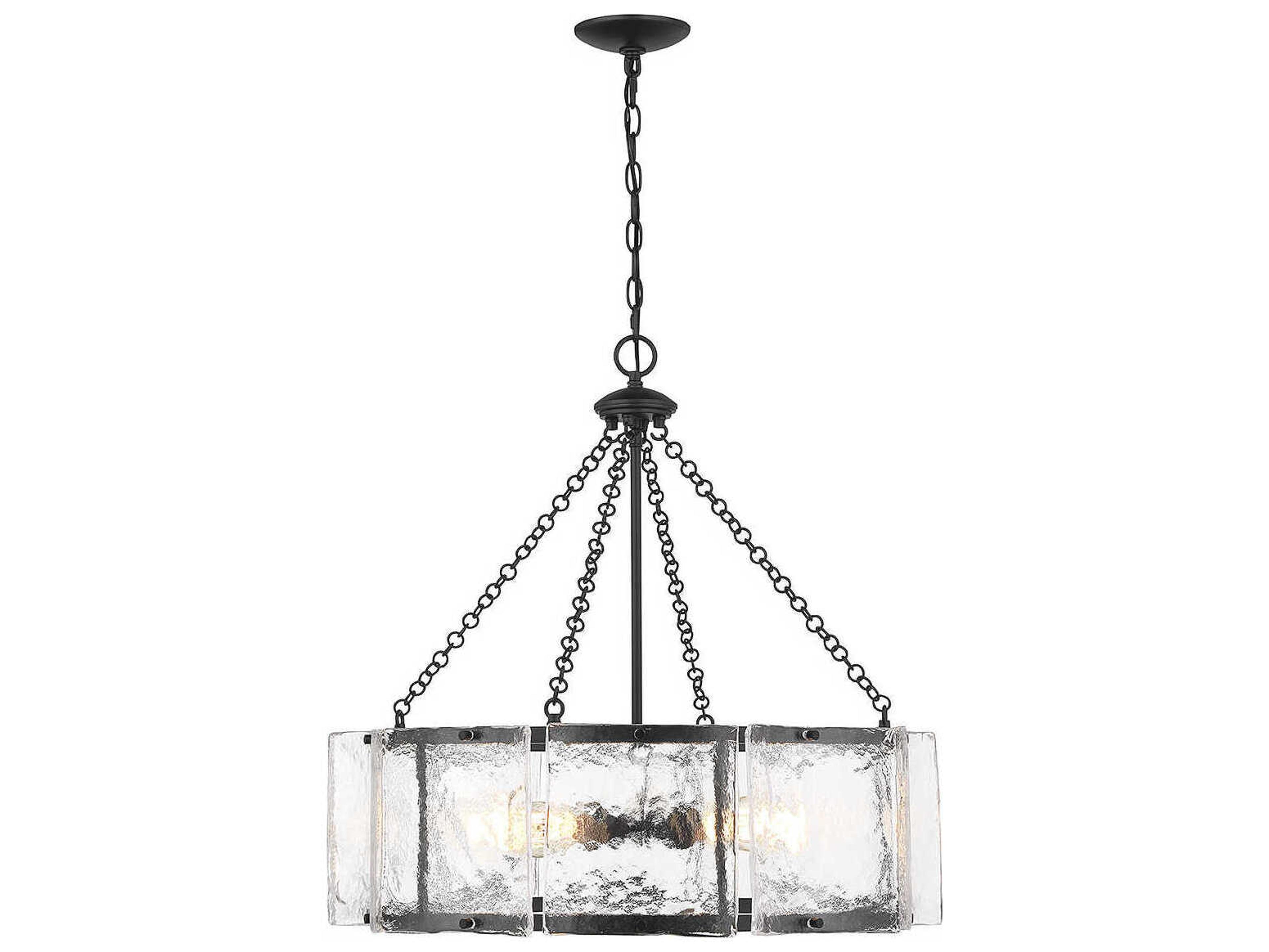 Savoy House Genry 5-Light Matte Black Glass Pendant