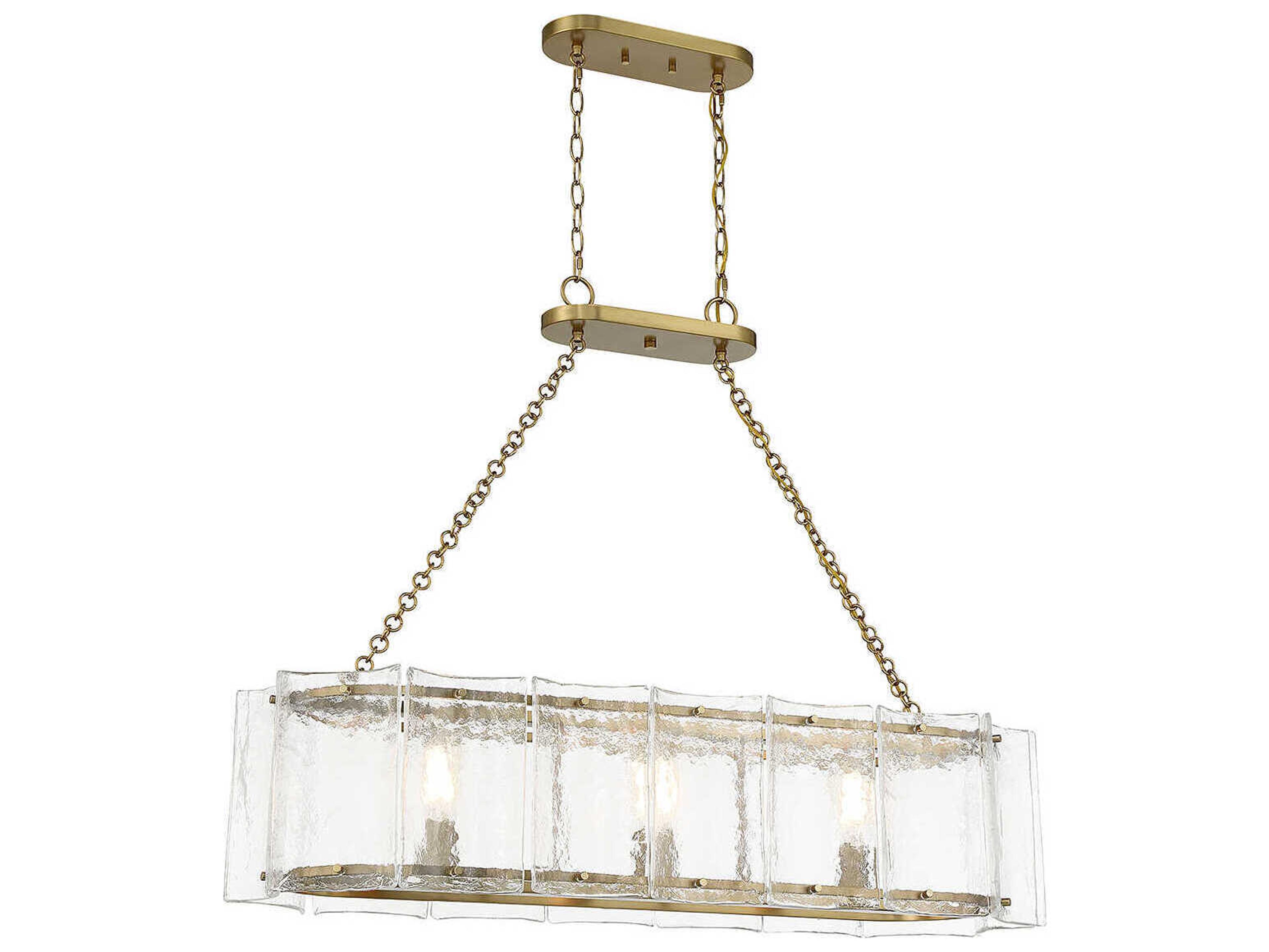 Savoy House Genry 3-Light Warm Brass Glass Linear Island Pendant