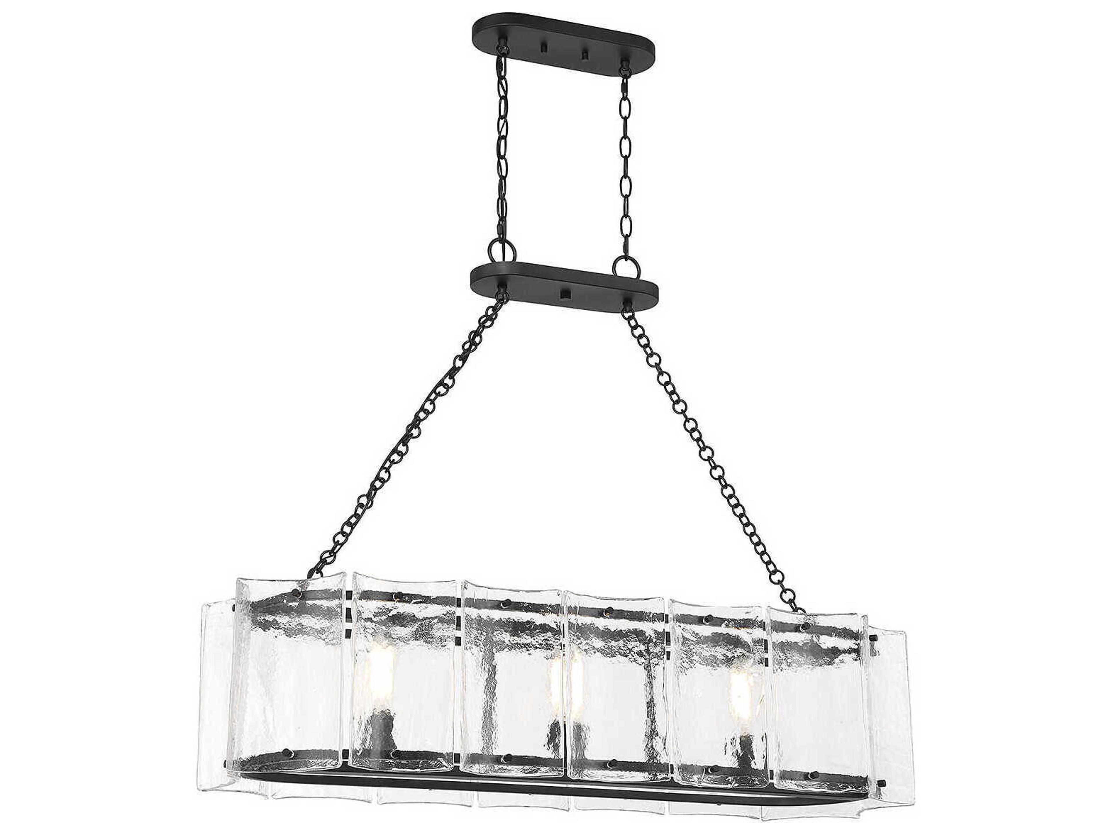 Savoy House Genry 3-Light Matte Black Glass Linear Island Pendant