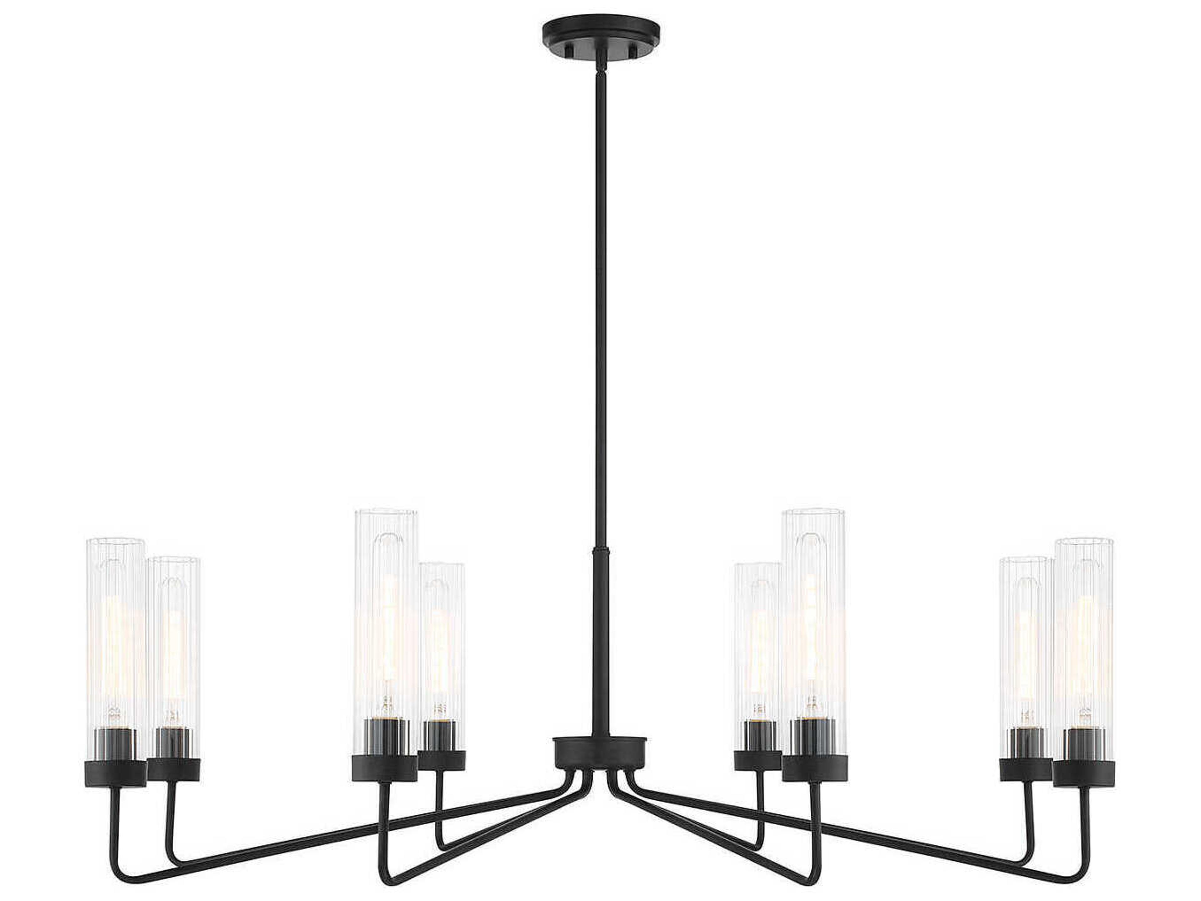 Savoy House Baker 8-Light Matte Black Glass Cylinder Chandelier
