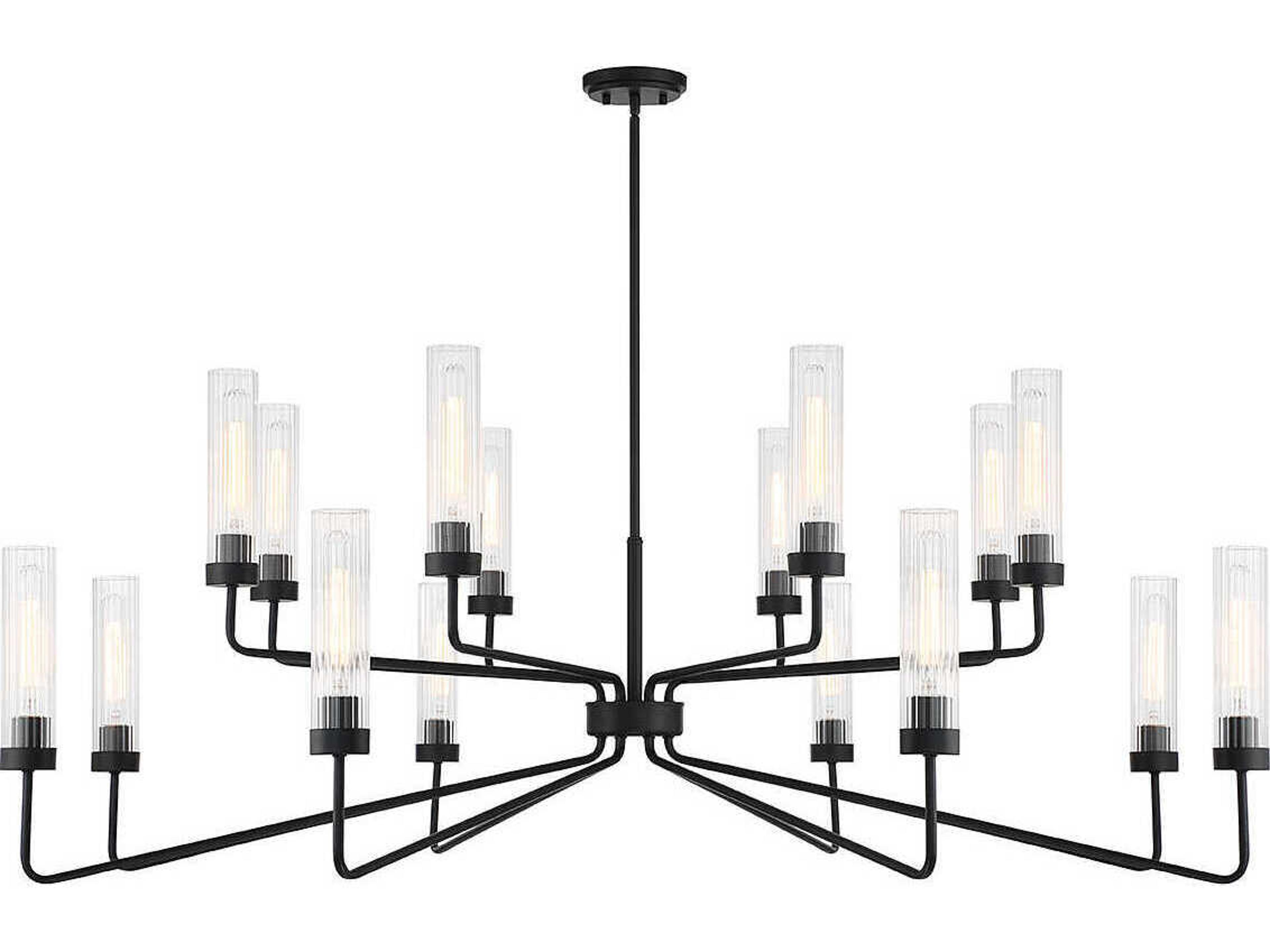 Savoy House Baker 16-Light Matte Black Glass Cylinder Tiered Chandelier
