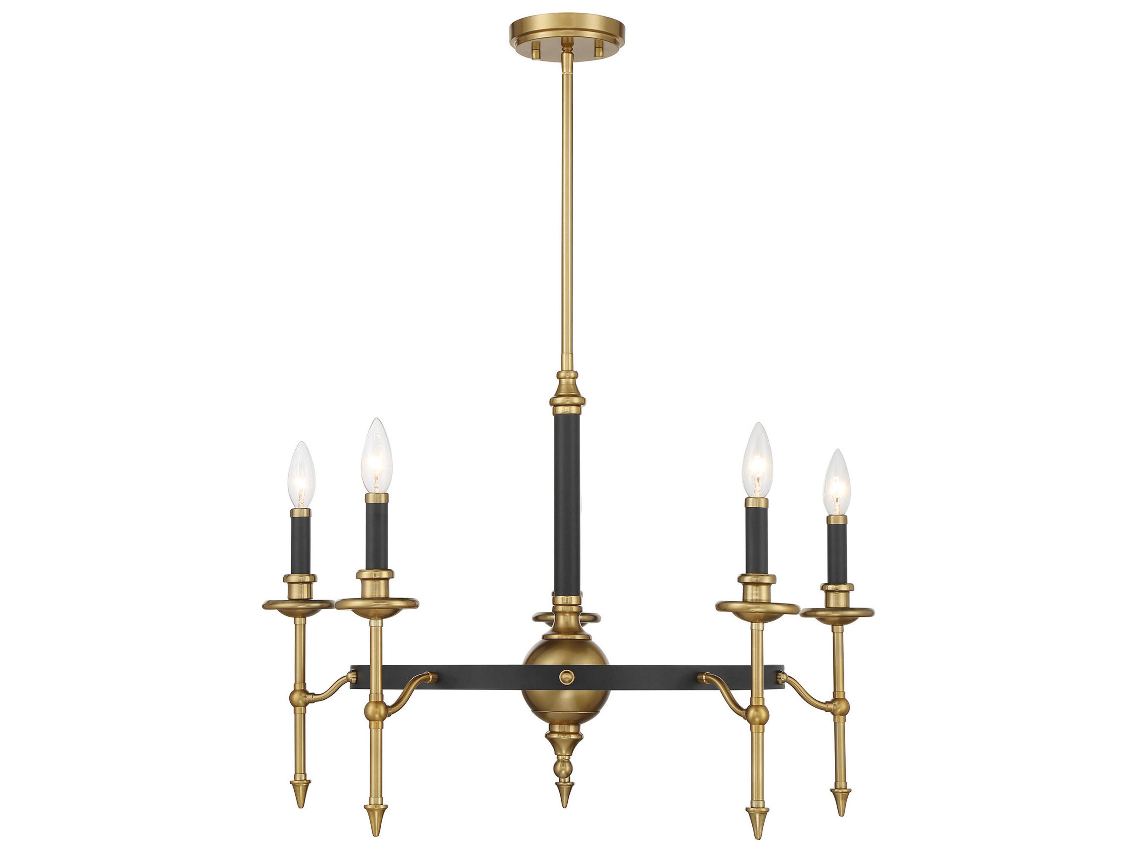 Savoy House Consulate 5-Light Matte Black Warm Brass Traditional Candelabra Chandelier