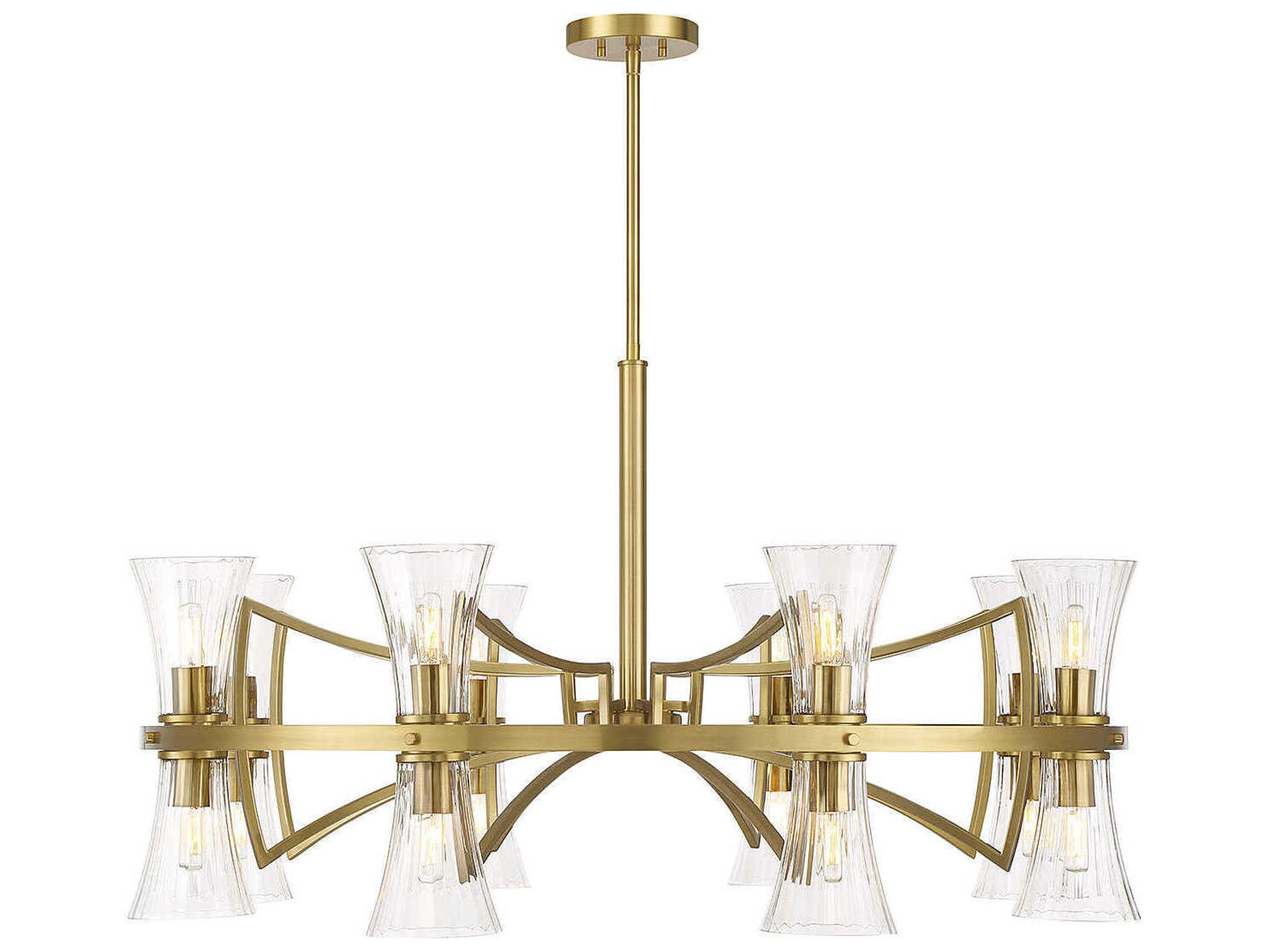 Savoy House Bennington 16-Light Warm Brass Glass Chandelier