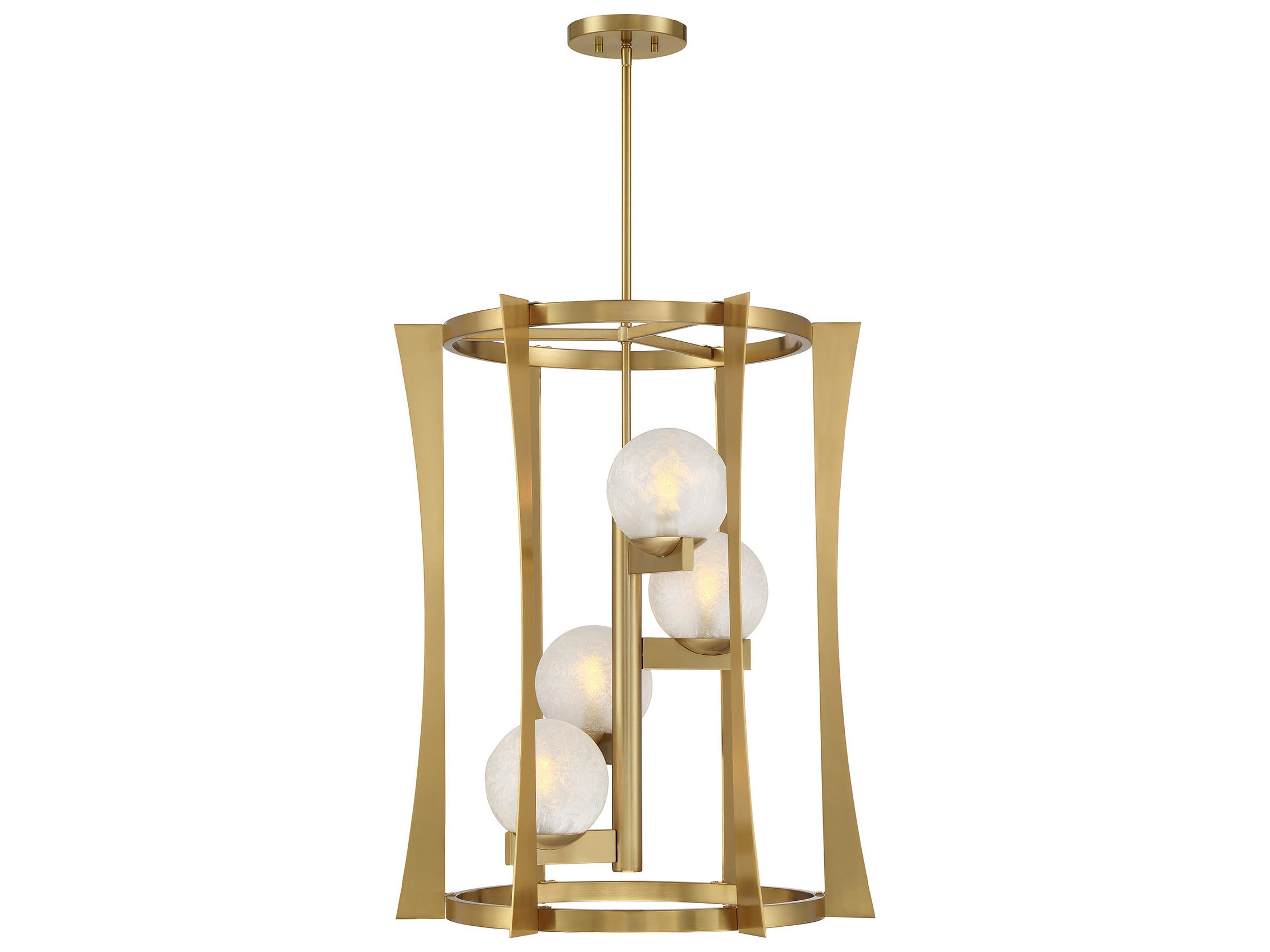 Savoy House Darien 4-Light Warm Brass Globe Tiered Pendant