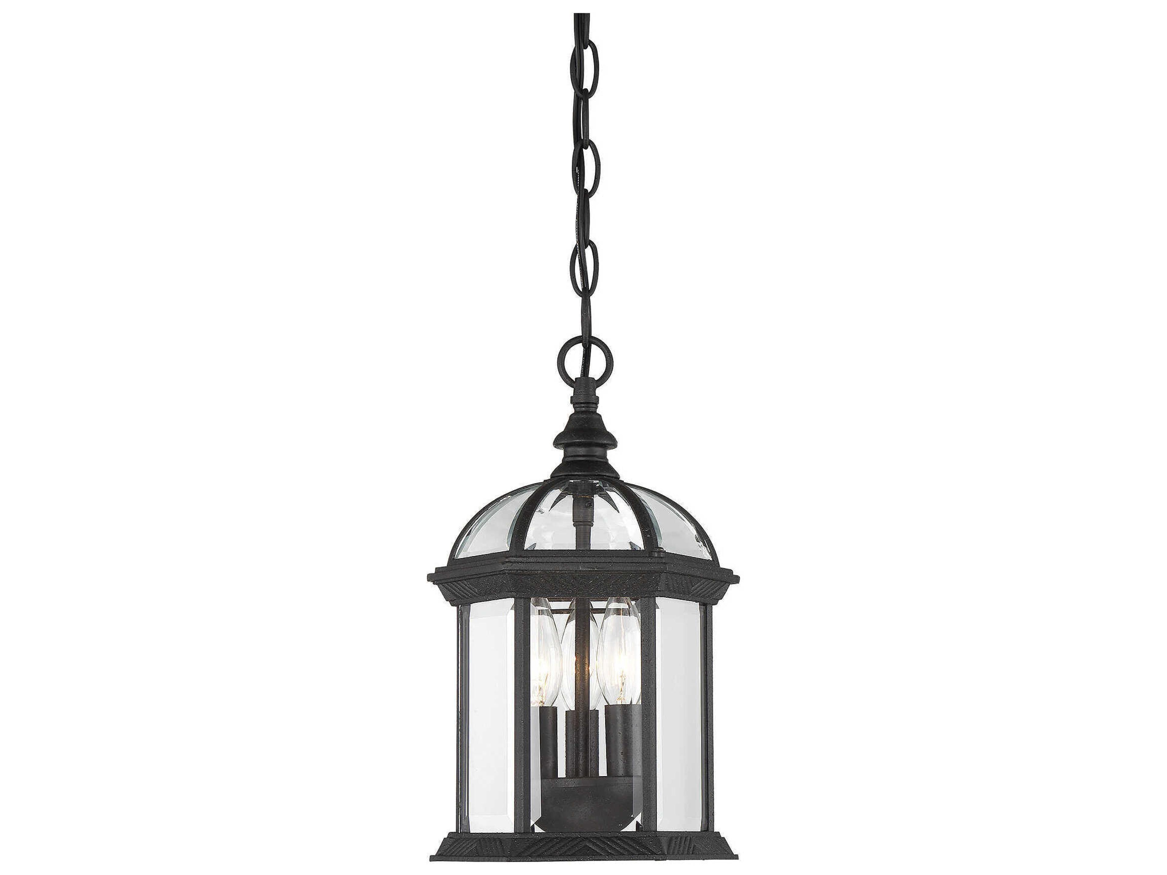 Savoy House Kensington 3-Light Textured Black Glass Lantern Mini Pendant