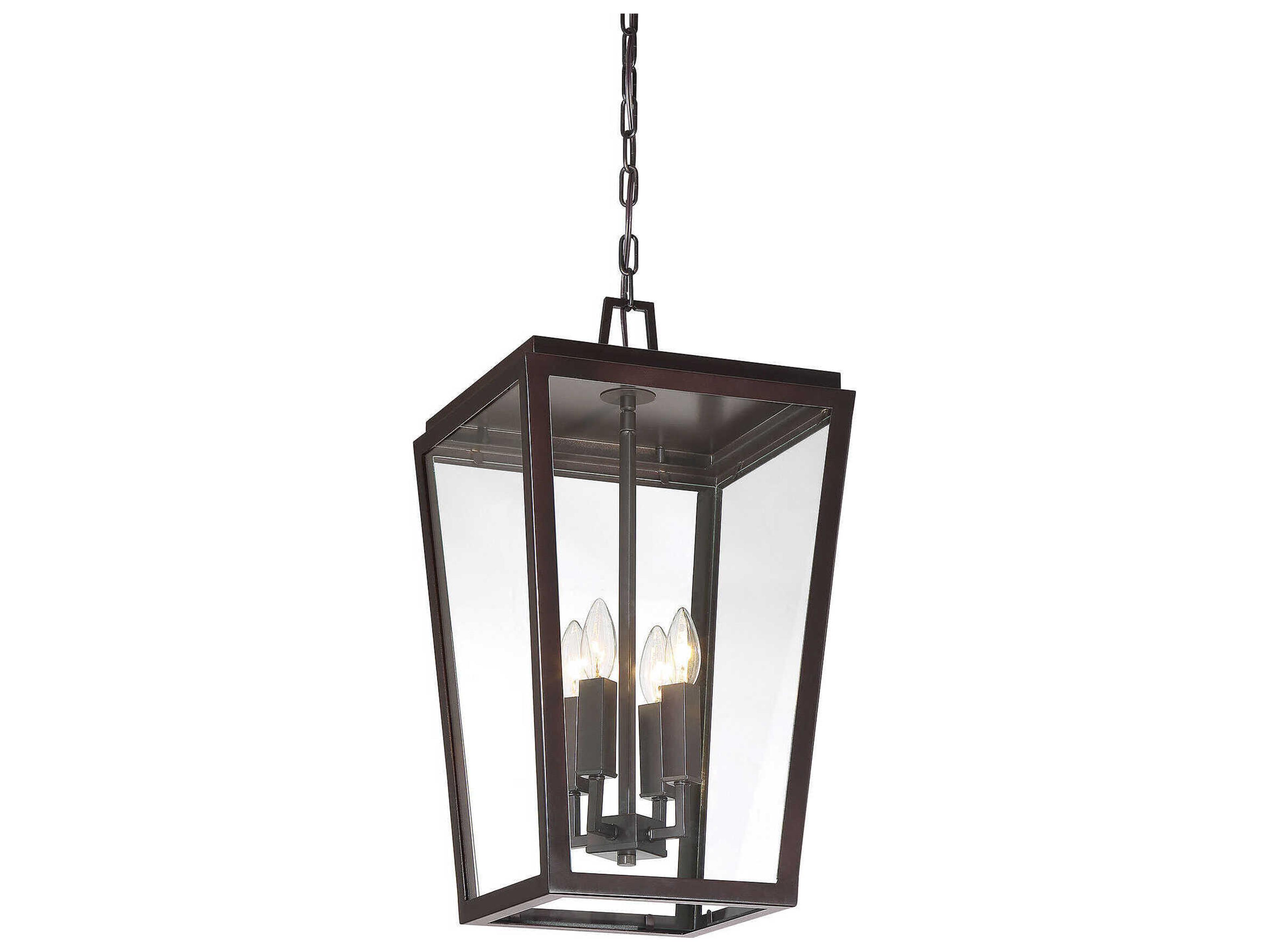 Savoy House Milton 4-Light English Bronze Glass Lantern Pendant