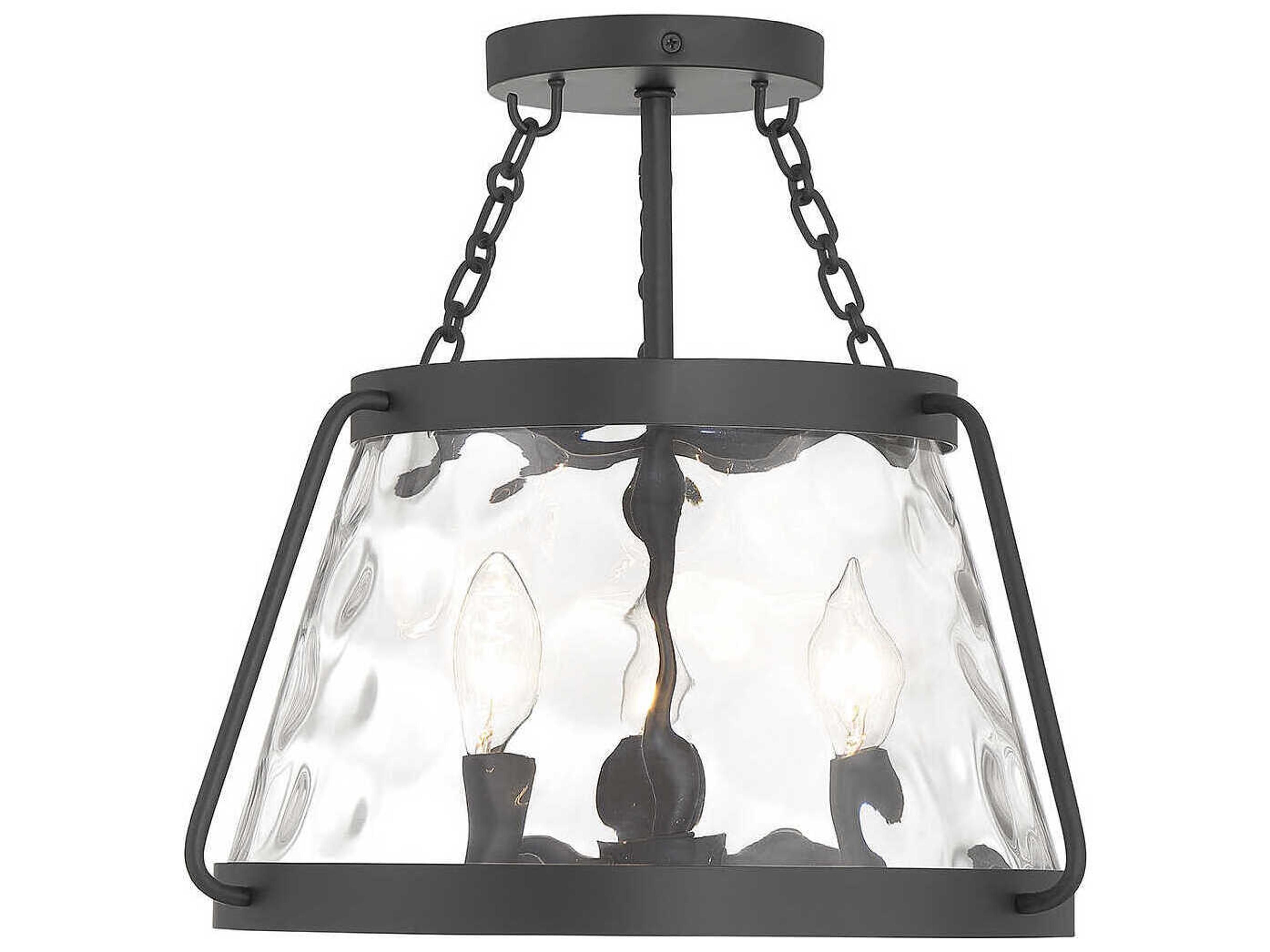 Savoy House Crawford 3-Light Matte Black Glass Semi Flush Mount