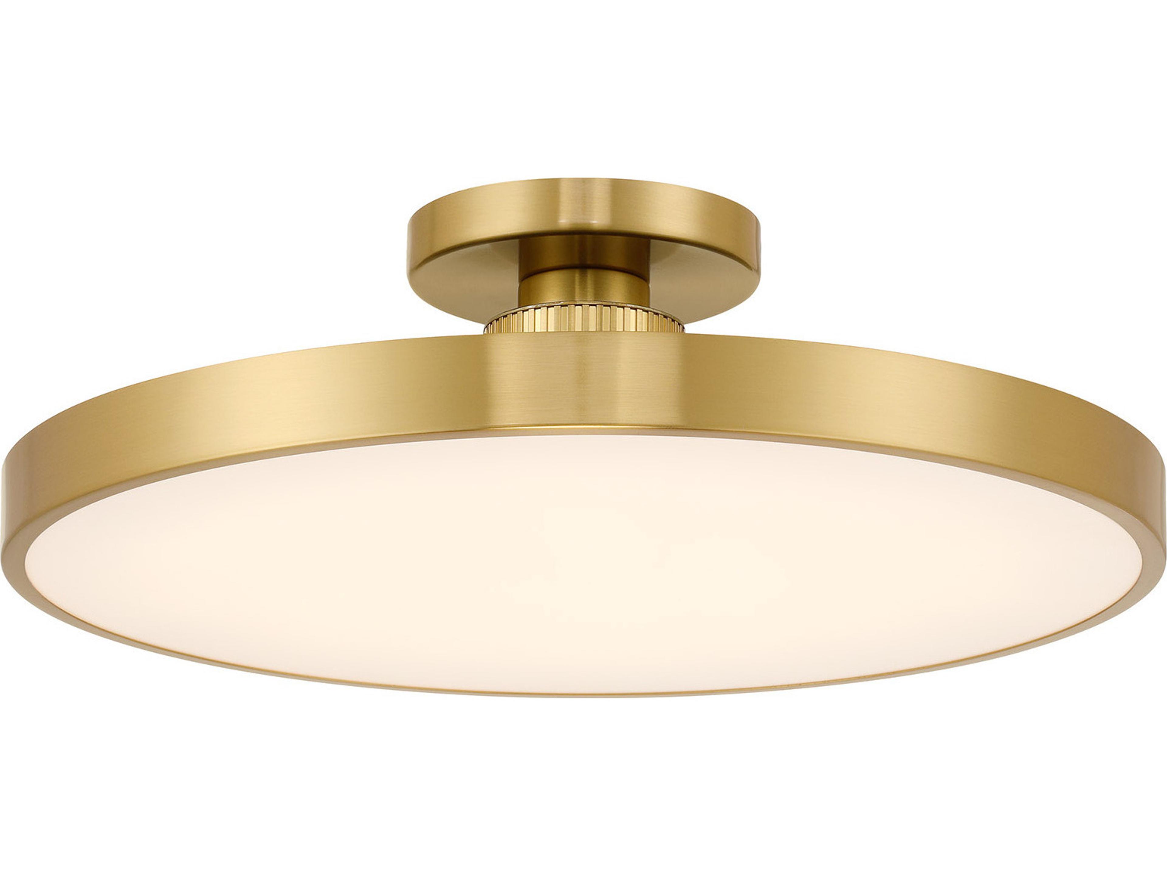 Savoy House Thayer 1-Light Warm Brass Round Semi Flush Mount